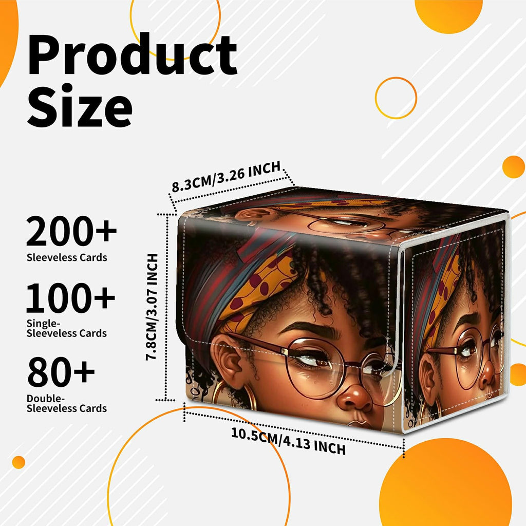 Card Deck Box Trading Cards Storage Box with Strong Magnet Premium Case Commander Deck Storage Cover for TCG CCG Magic Cards,Cat Face With Stars