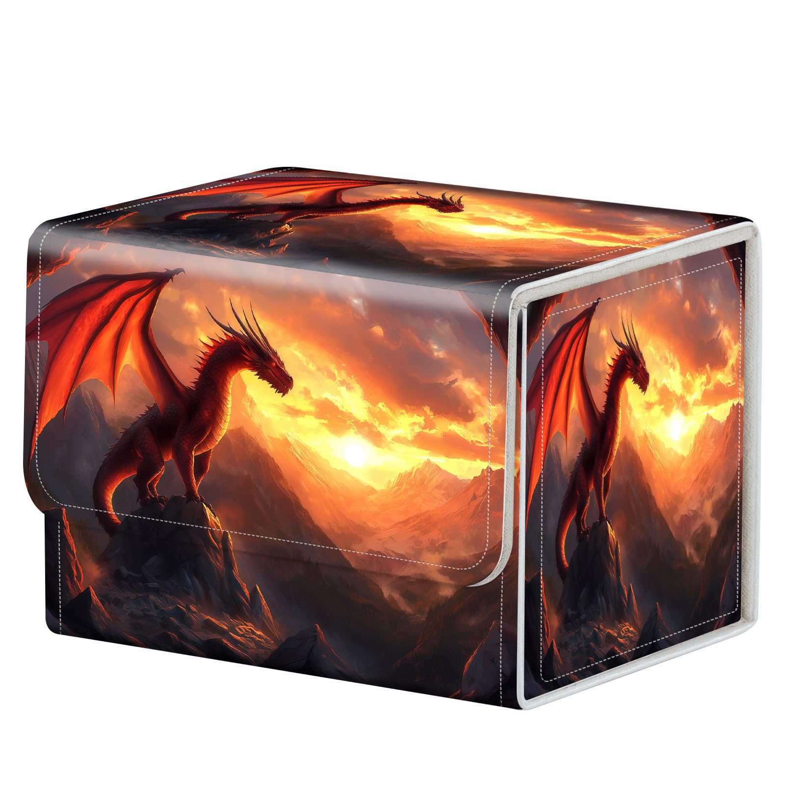 Strong Magnet Case Mtg Deck Box Tcg Up to 200 Cards Creative Pattern Trading Card Storage Box for Collectible Card Games, Black And White Koi