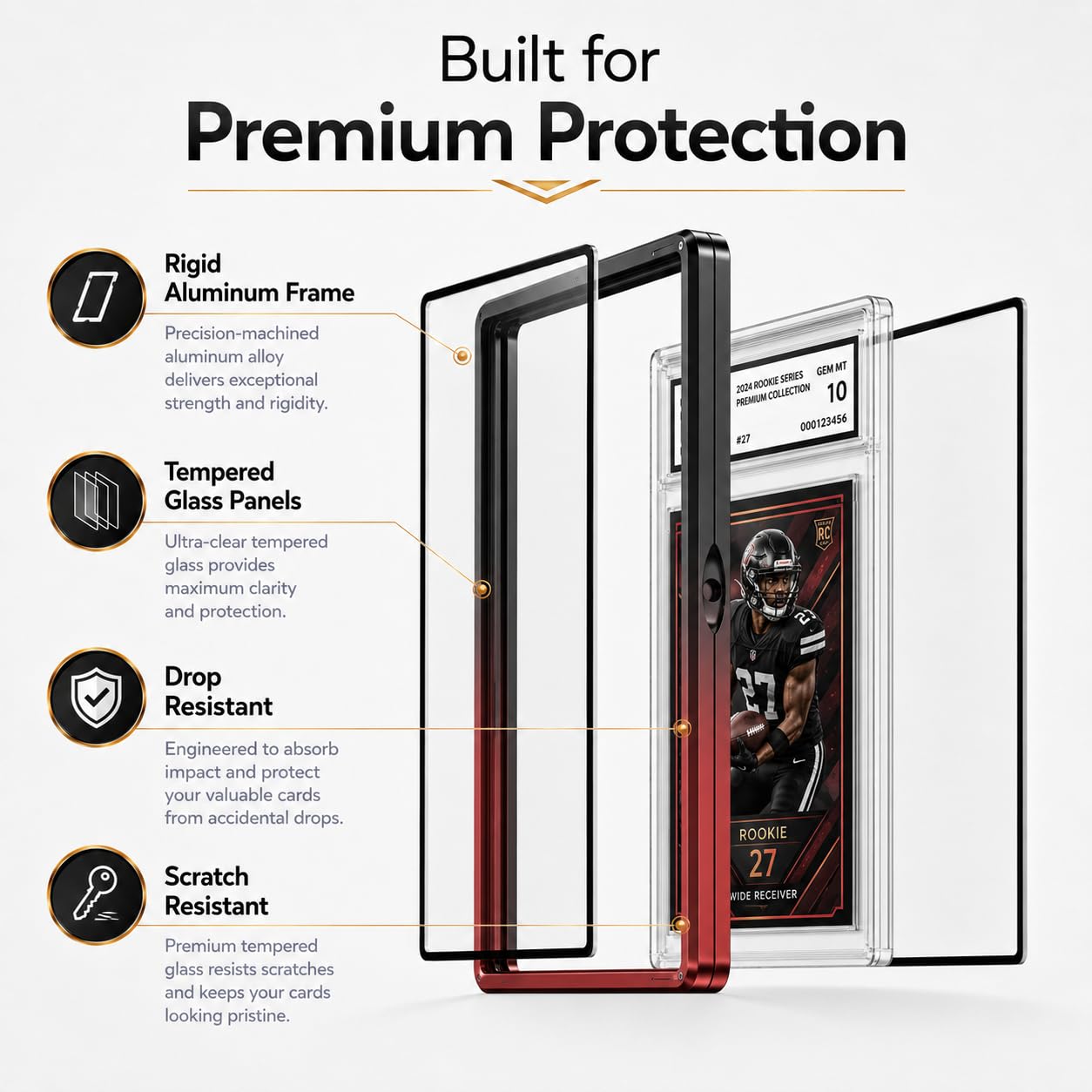 Slab Guard Fits PSA Slab, Magnetic Graded Card Case with UV Glass, Black