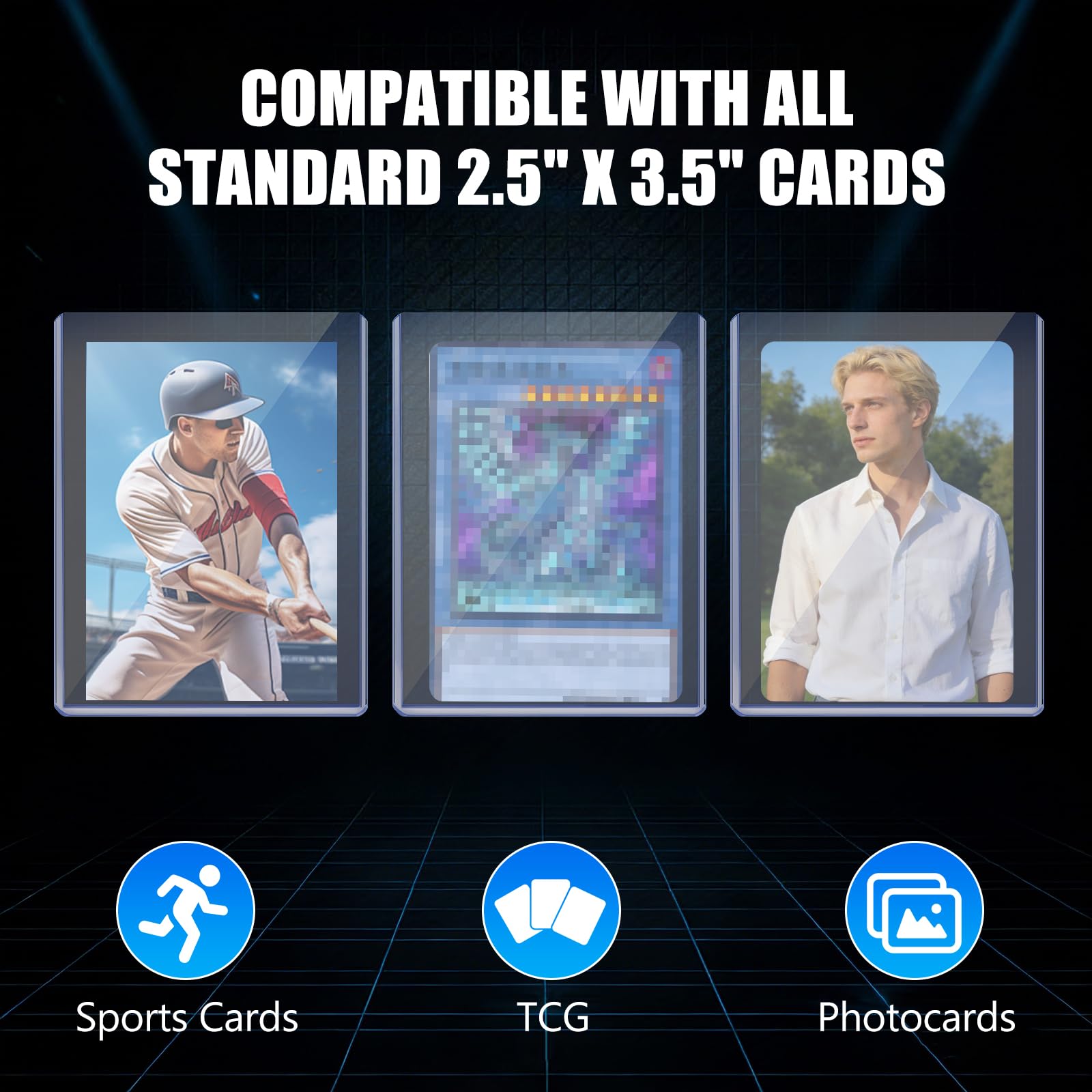 DEDC 200 Top Loader Thick Card Load Holder Storage for Trading Cards Sports Soft Penny Sleeves Hard Plastic 35 Point Protective 3" x 4" Toploaders Rigid Memorabilia Collectibles