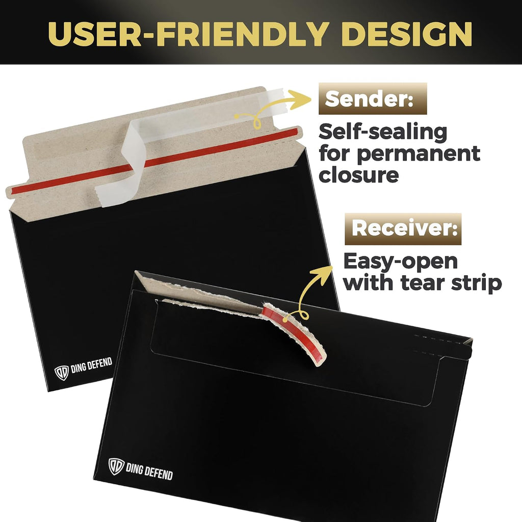 Card Shipping Envelopes 110 Pack - 7 x 4.35 Inches Trading Cards Self-Adhesive Black Mailers, Perfect Fit for Ding Defend Protectors Semi-Rigid Sleeves & Toploaders - Hobby Mailing Supplies