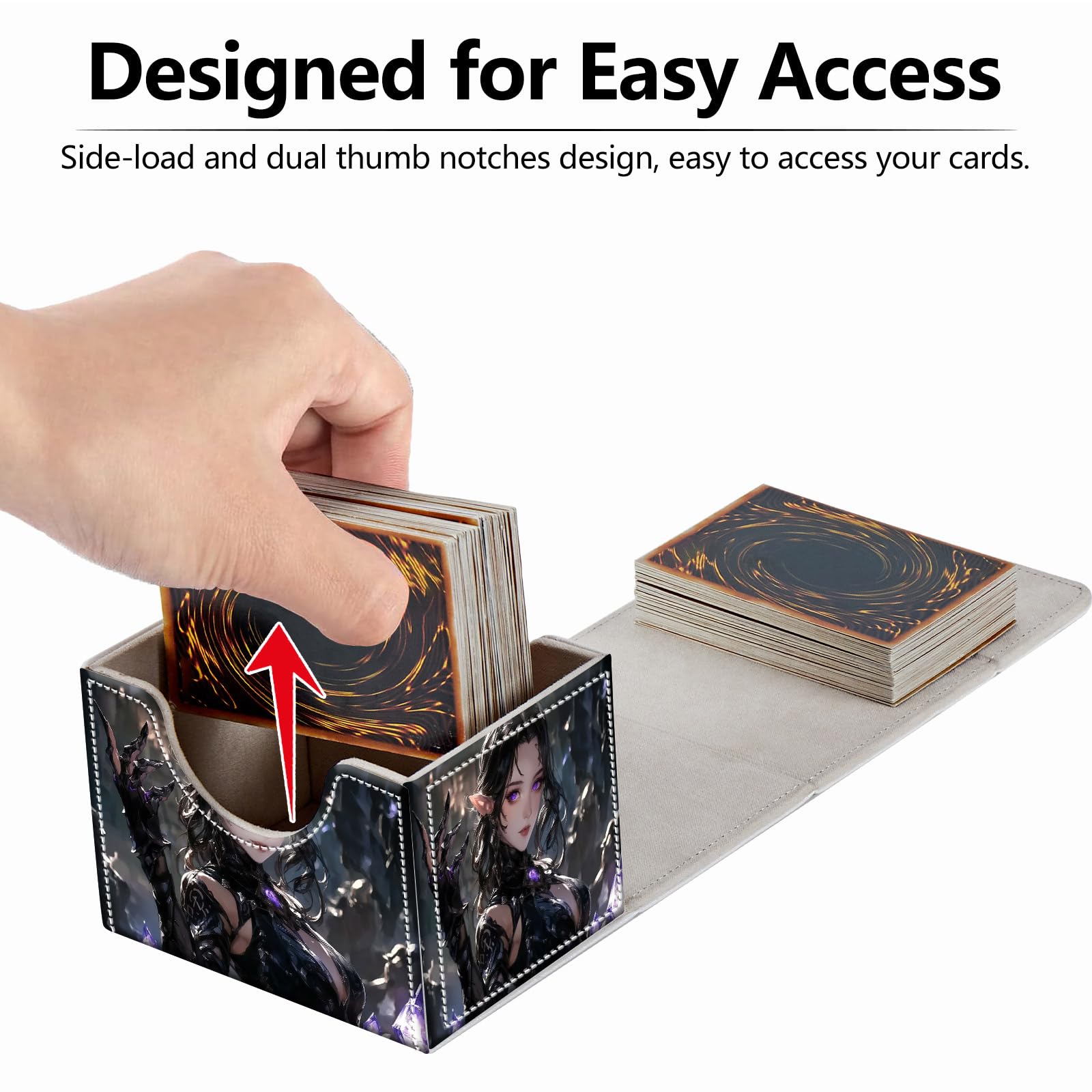 Strong Magnet Case Mtg Deck Box Tcg Up to 200 Cards Creative Pattern Trading Card Storage Box for Collectible Card Games, Black And White Koi