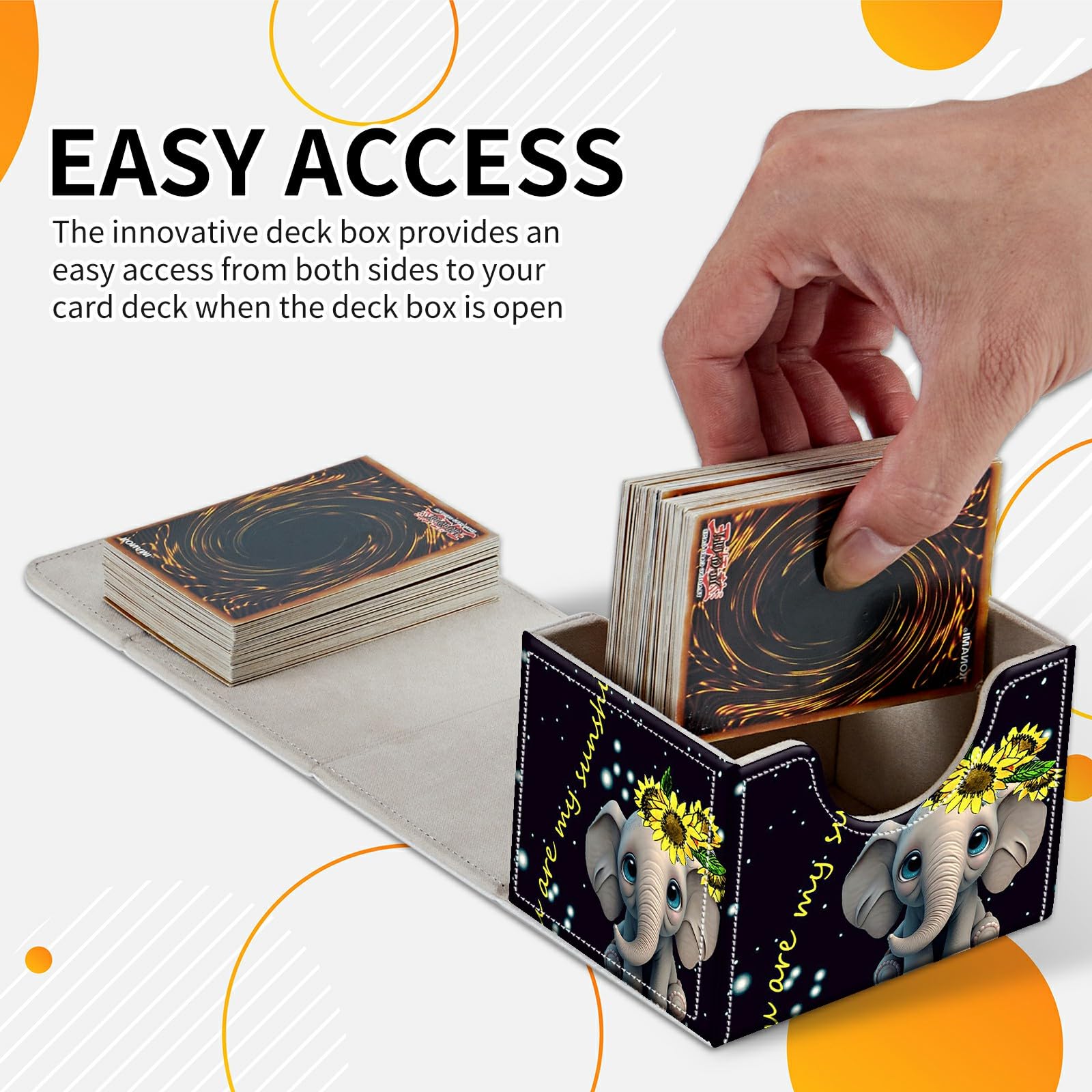Card Deck Box Trading Cards Storage Box with Strong Magnet Premium Case Commander Deck Storage Cover for TCG CCG Magic Cards,Cat Face With Stars