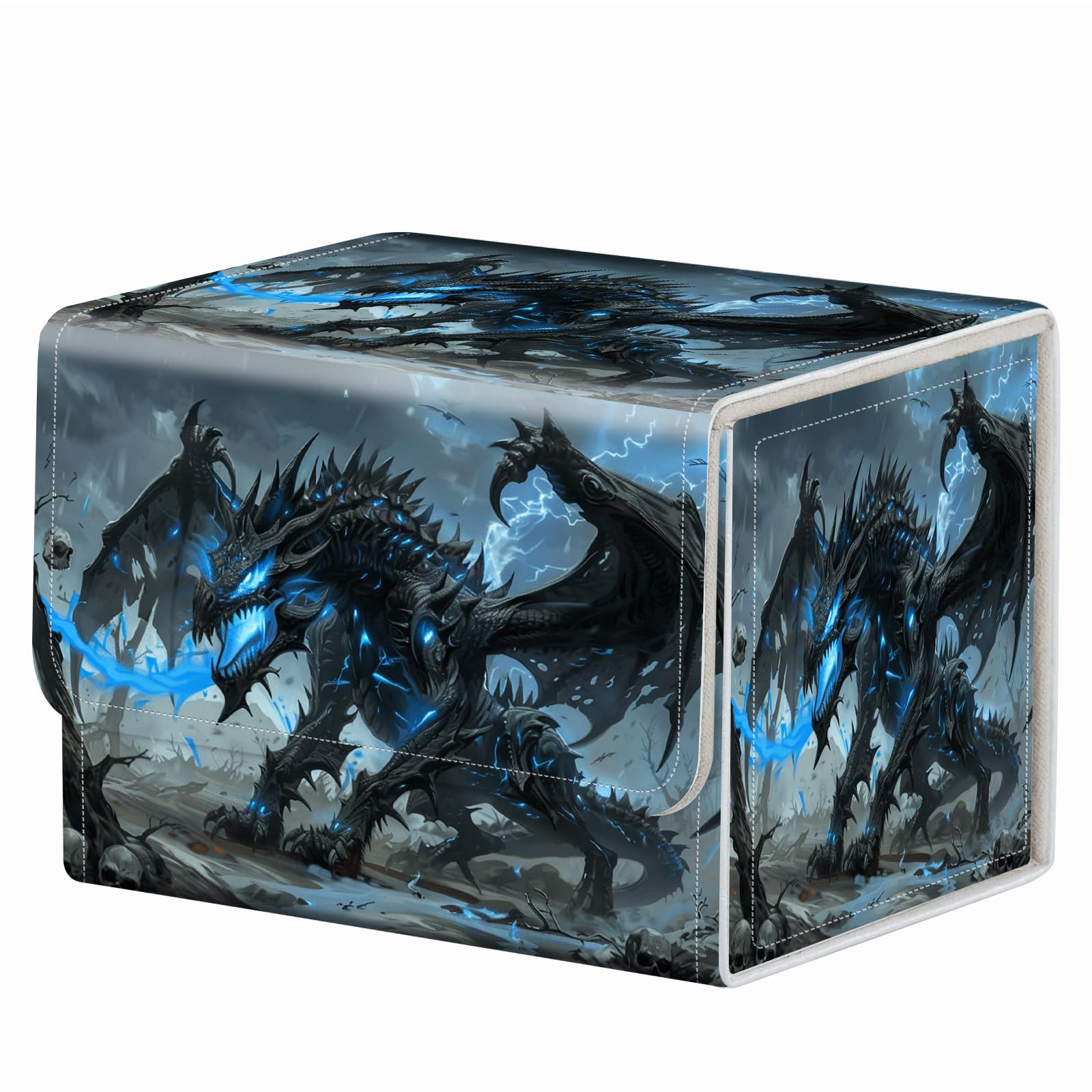 Strong Magnet Case Mtg Deck Box Tcg Up to 200 Cards Creative Pattern Trading Card Storage Box for Collectible Card Games, Black And White Koi