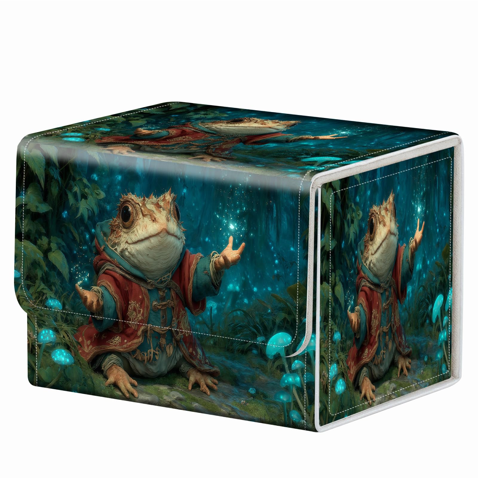 Strong Magnet Case Mtg Deck Box Tcg Up to 200 Cards Creative Pattern Trading Card Storage Box for Collectible Card Games, Black And White Koi