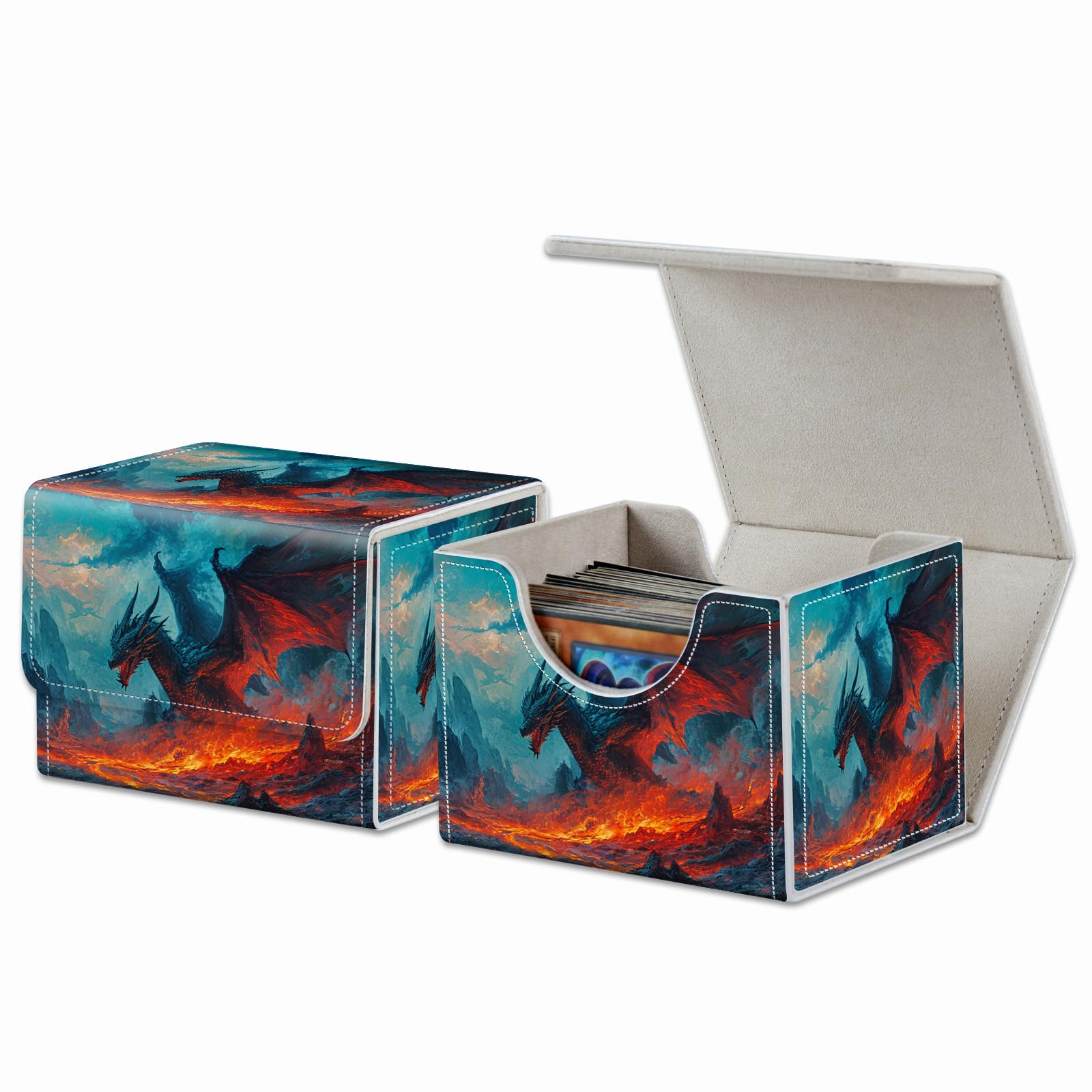 Strong Magnet Case Mtg Deck Box Tcg Up to 200 Cards Creative Pattern Trading Card Storage Box for Collectible Card Games, Black And White Koi