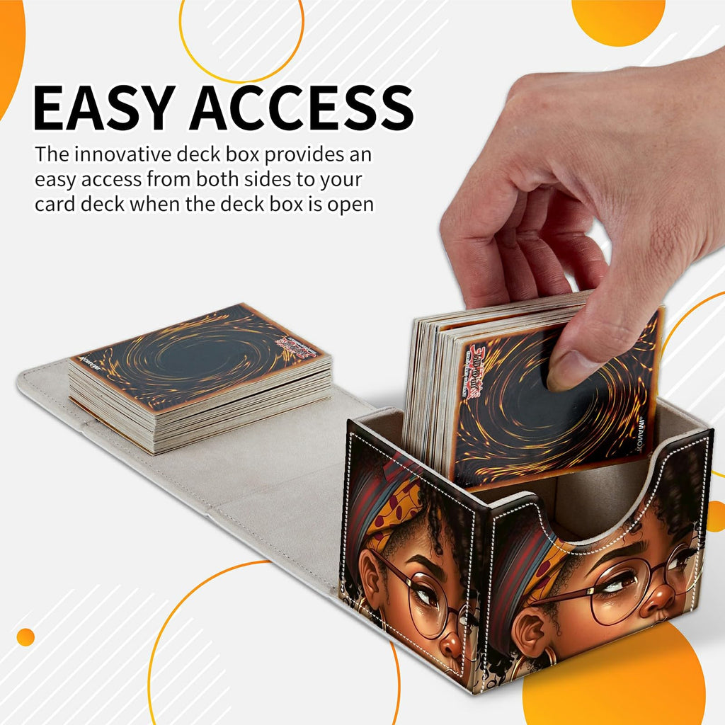 Card Deck Box Trading Cards Storage Box with Strong Magnet Premium Case Commander Deck Storage Cover for TCG CCG Magic Cards,Cat Face With Stars