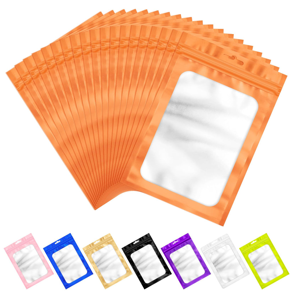 ANZNKU 100 Pack Black Resealable Mylar Bags with Frosted Clear Window, Smell Proof Sealable Packaging Bags for Small Business, Foil Pouch Zip Goodie Bag for Candy Treat Jewelry Party Favor(2.75×3.93")