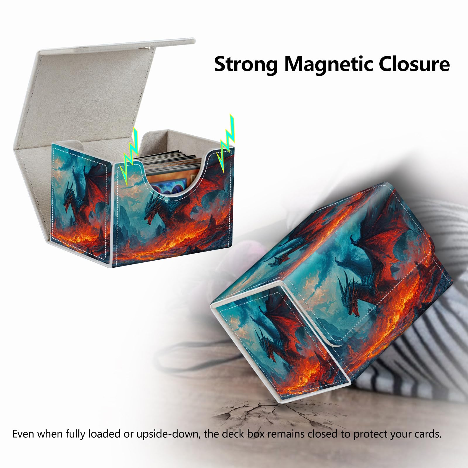Strong Magnet Case Mtg Deck Box Tcg Up to 200 Cards Creative Pattern Trading Card Storage Box for Collectible Card Games, Black And White Koi