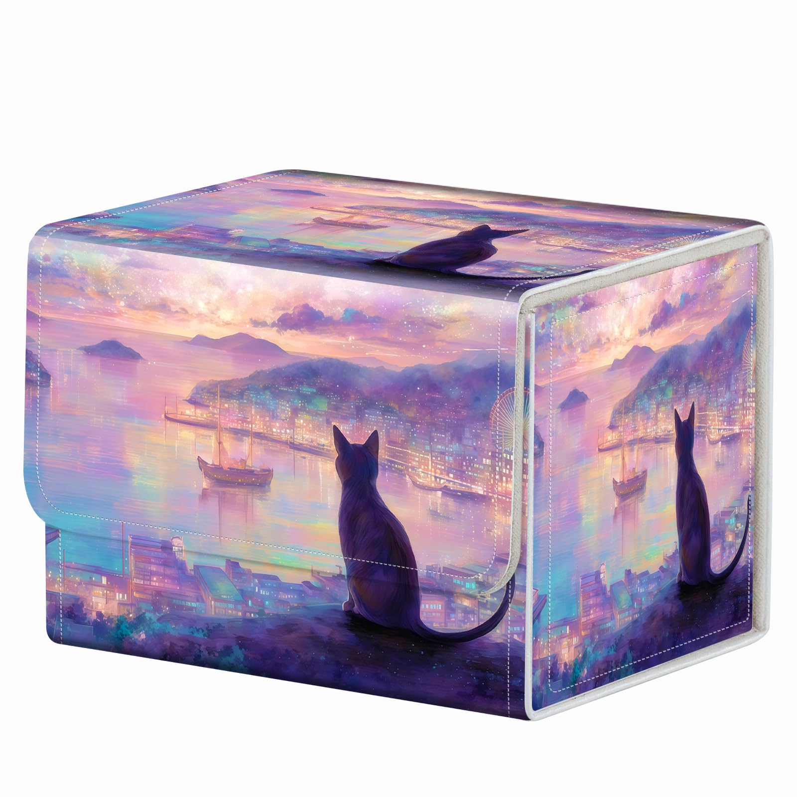 Strong Magnet Case Mtg Deck Box Tcg Up to 200 Cards Creative Pattern Trading Card Storage Box for Collectible Card Games, Black And White Koi
