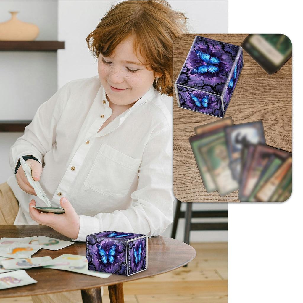 Strong Magnet Case Mtg Deck Box Tcg Up to 200 Cards Creative Pattern Trading Card Storage Box for Collectible Card Games, Black And White Koi