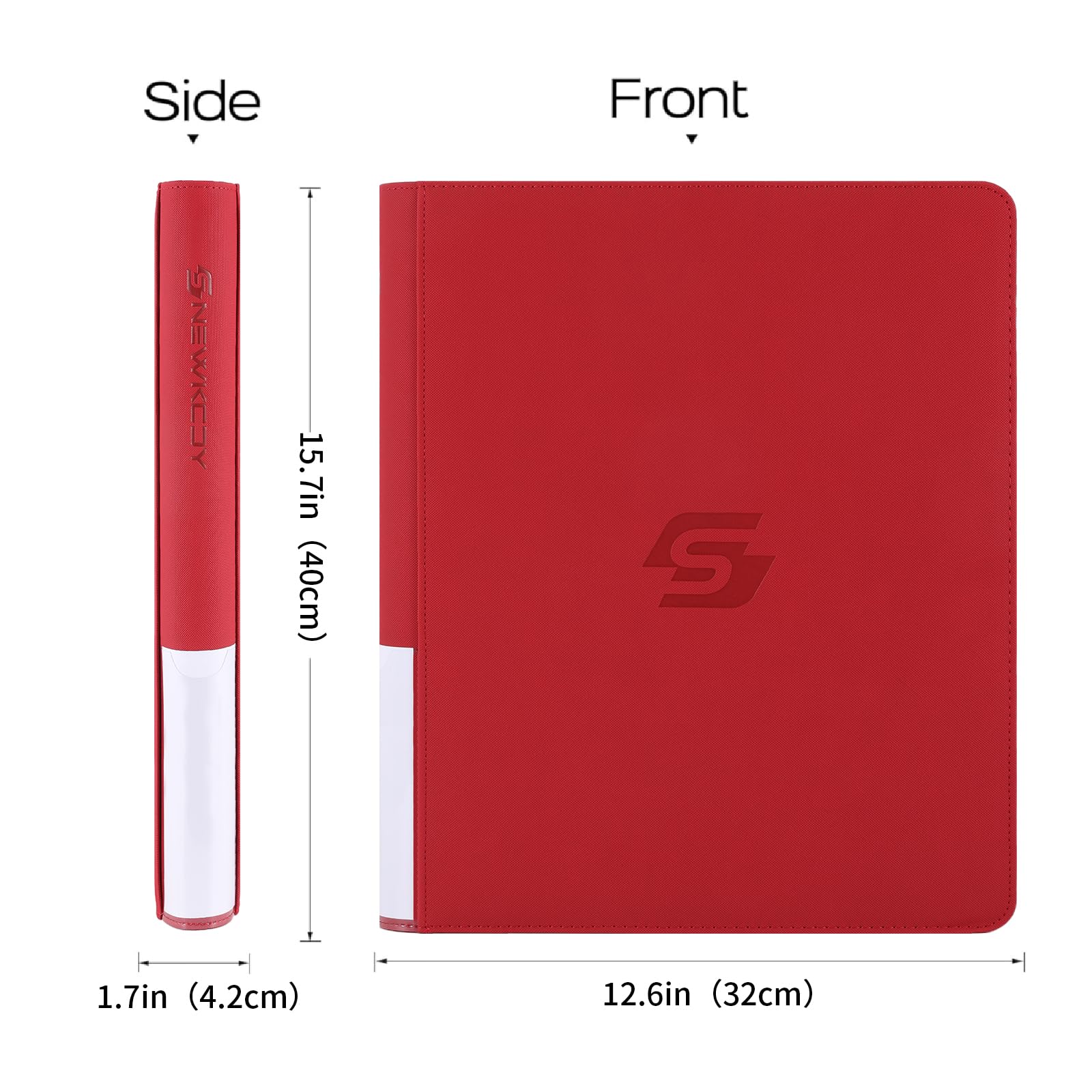 Snekdy Top loader Binder, 9 Pockets Top Loader，Holds 360 Top Loaders cards, Card binder with Sleeves for card in 3 x 4 inches color smooth Zipper PU Leather (Black)