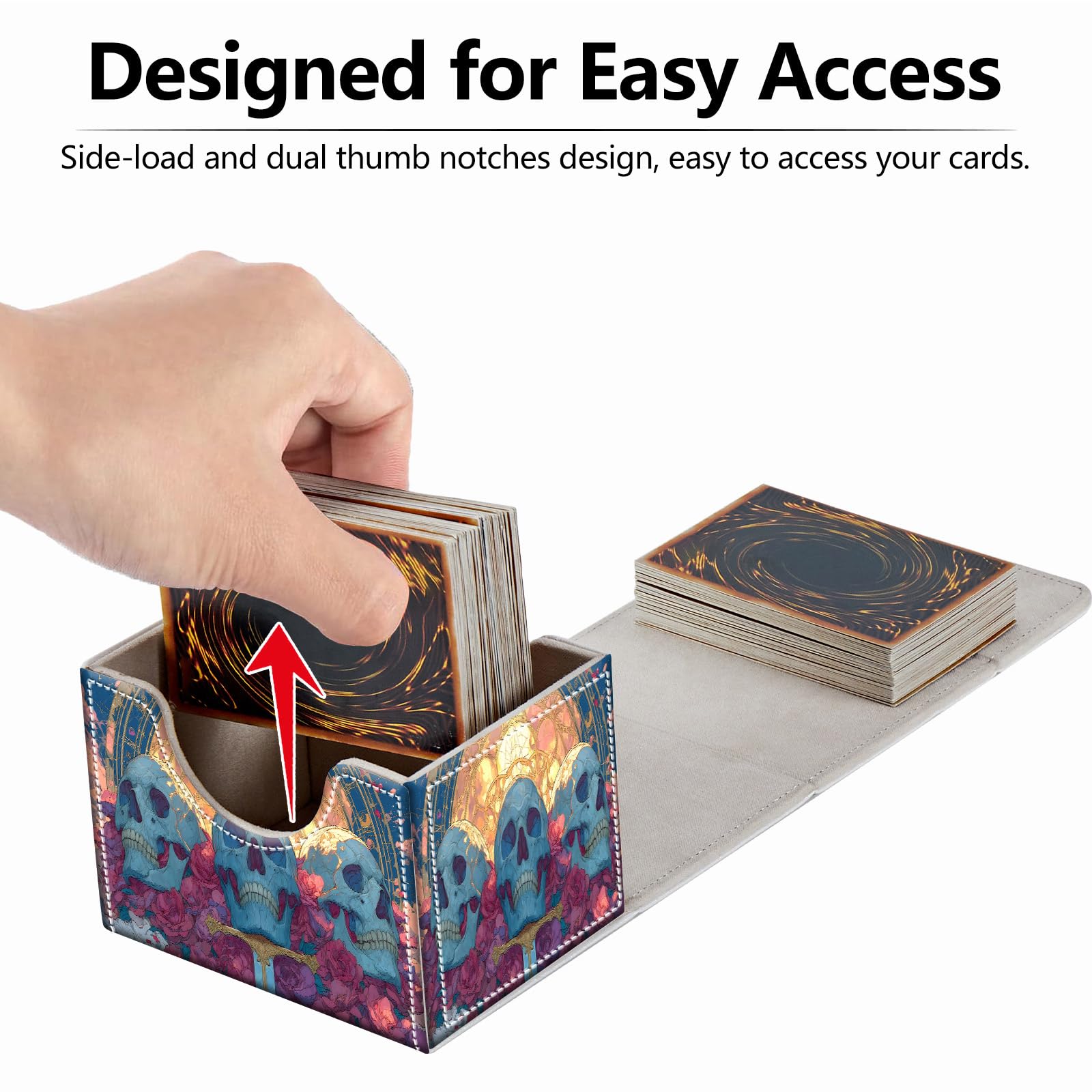 Strong Magnet Case Mtg Deck Box Tcg Up to 200 Cards Creative Pattern Trading Card Storage Box for Collectible Card Games, Black And White Koi