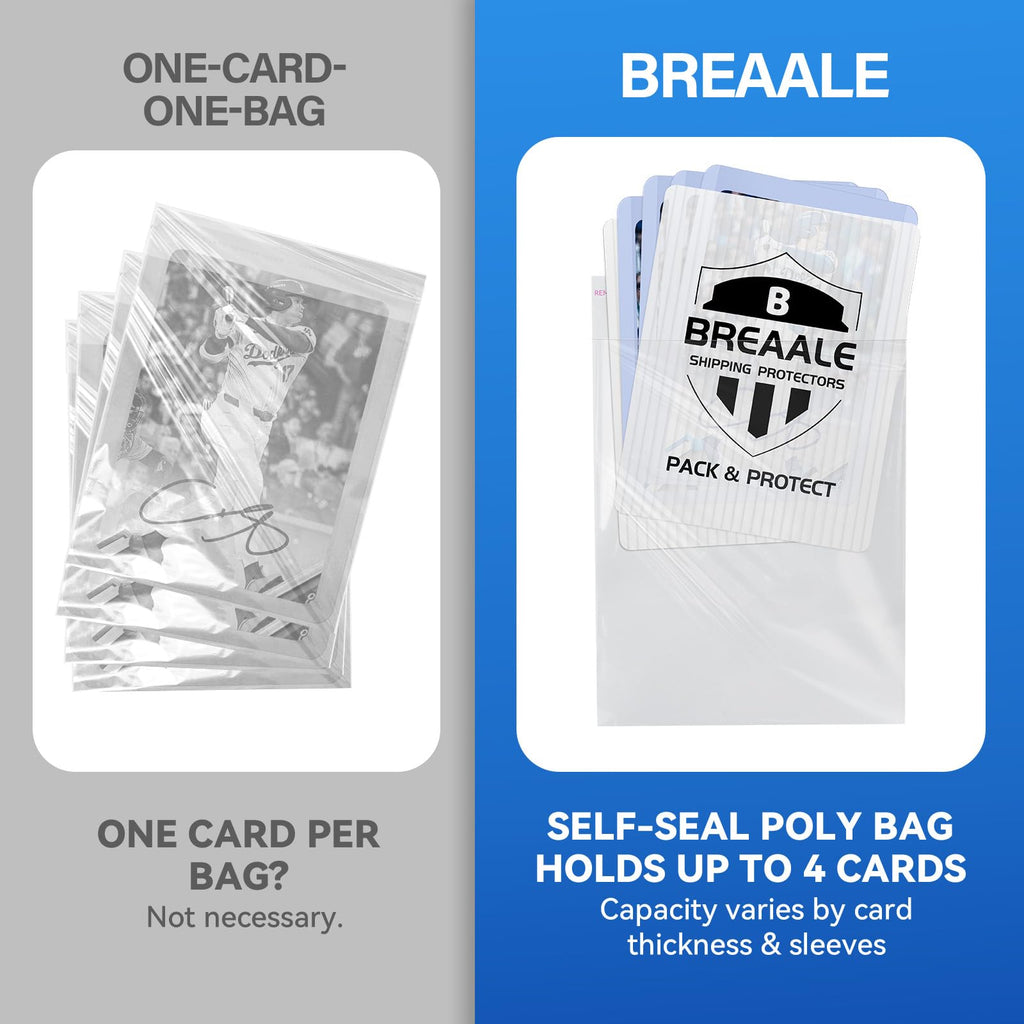 Trading Card Shipping Kit, Includes 100 4'' x 6'' Graded Card Shipping Protectors, 50 6'' x 8.7'' Envelope Bubble Mailers, 20M Painter’s Tape, 50 Cellophane Bags, PSA BGS CGC Slabs & Raw
