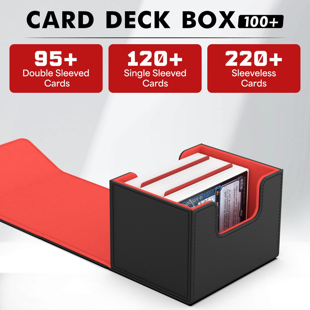 ZLCA MTG Deck Box with Commander Window Display, Commander Deck Box Holds 100 Double-Sleeved Cards Suitable for Magic the Gathering/TCG/CCG/PTCG/EDH/Sport Cards (Black)