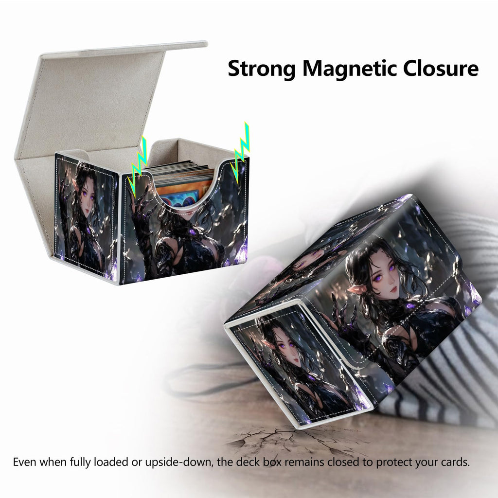 Strong Magnet Case Mtg Deck Box Tcg Up to 200 Cards Creative Pattern Trading Card Storage Box for Collectible Card Games, Black And White Koi