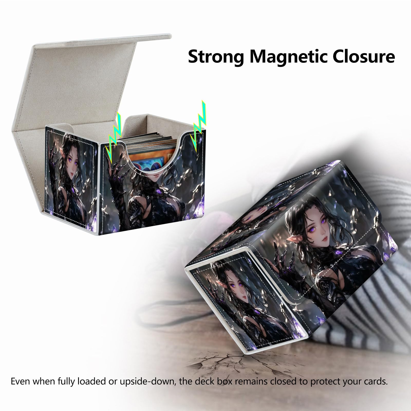 Strong Magnet Case Mtg Deck Box Tcg Up to 200 Cards Creative Pattern Trading Card Storage Box for Collectible Card Games, Black And White Koi