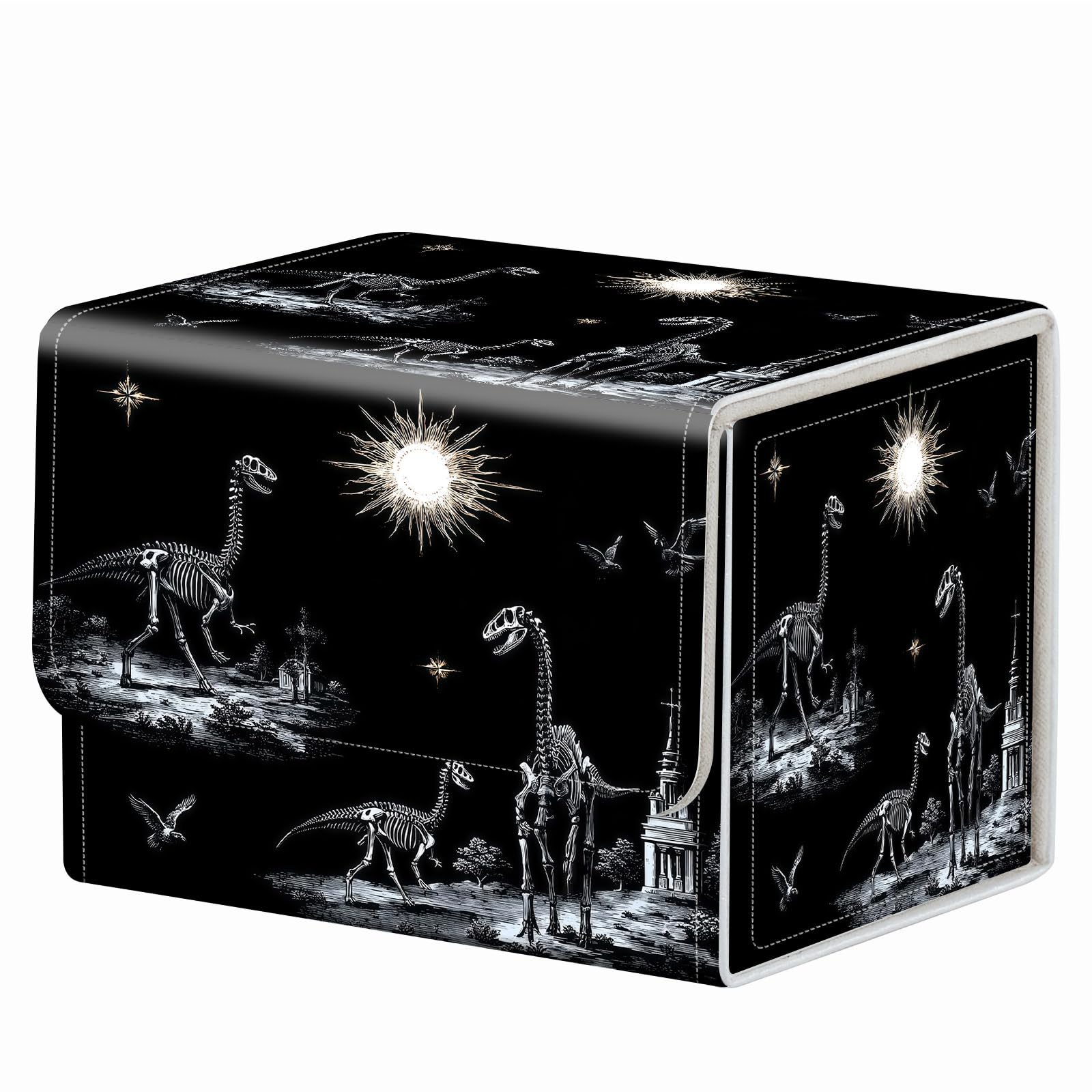 Strong Magnet Case Mtg Deck Box Tcg Up to 200 Cards Creative Pattern Trading Card Storage Box for Collectible Card Games, Black And White Koi