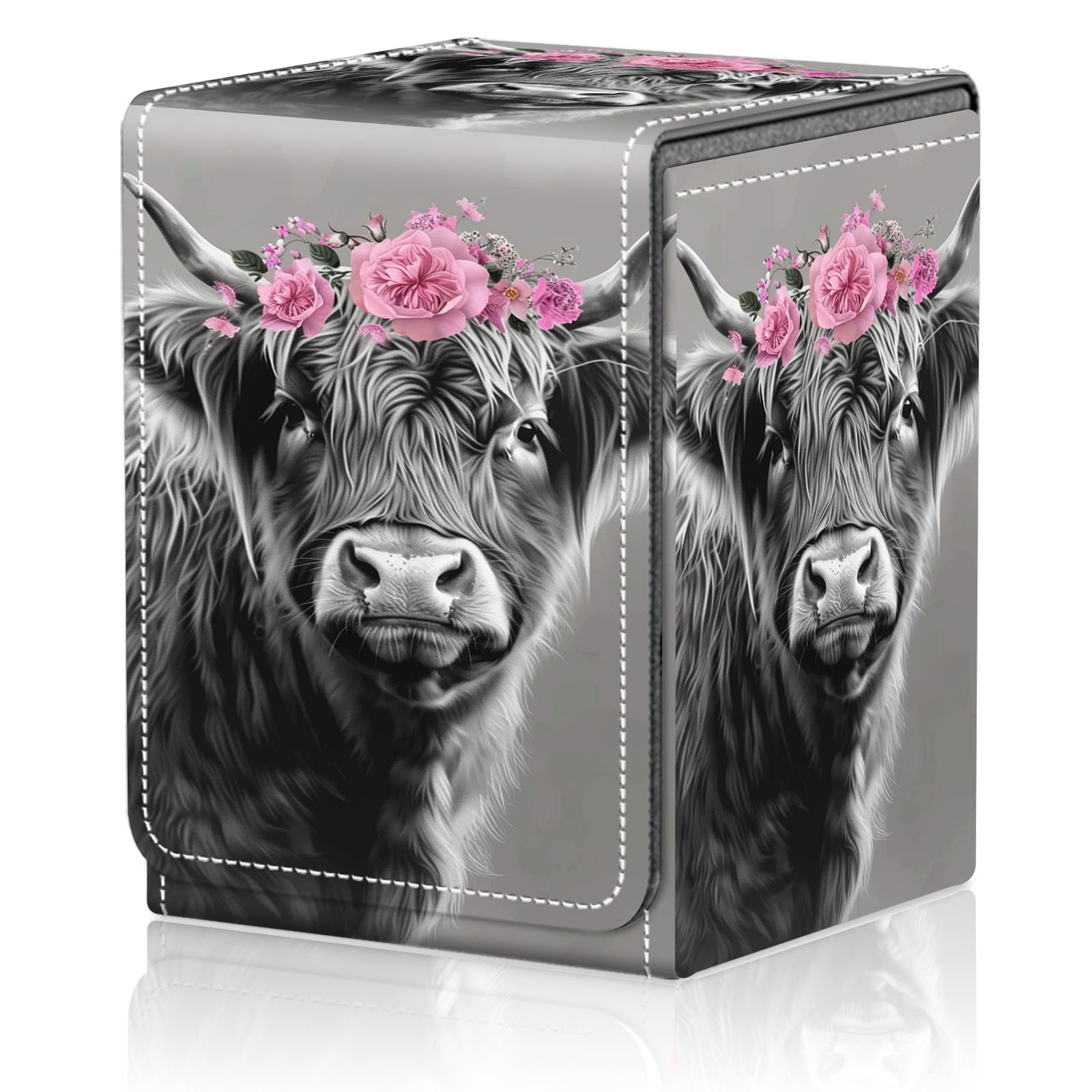 Card Deck Box for MTG Trading Cards, Magic Card Box Can Hold 110+ Single Sleeved Cards, Waterproof PU Leather Material, Strong Magnetic Buckle Card Set Box Suitable for TCG CCG, Astronaut Dinosaur