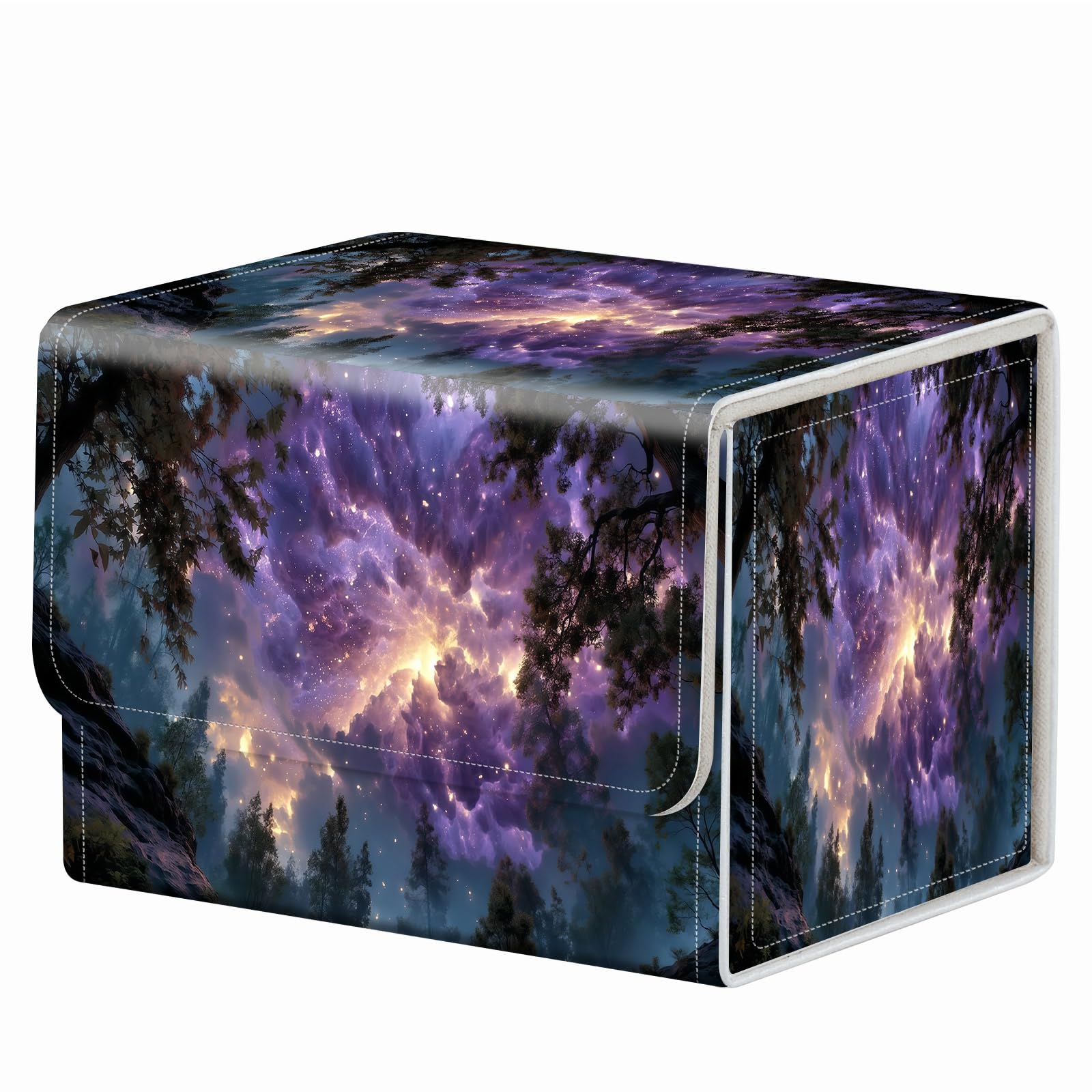Strong Magnet Case Mtg Deck Box Tcg Up to 200 Cards Creative Pattern Trading Card Storage Box for Collectible Card Games, Black And White Koi