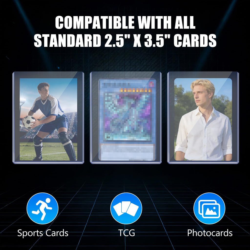 DEDC 200 Top Loader Thick Card Load Holder Storage for Trading Cards Sports Soft Penny Sleeves Hard Plastic 35 Point Protective 3" x 4" Toploaders Rigid Memorabilia Collectibles