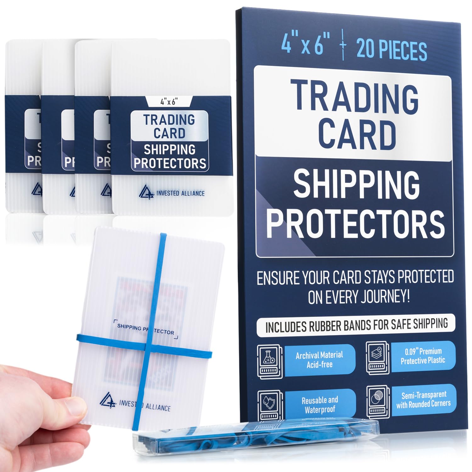 Premium Bundle Trading Card Shipping Protector with Rubber Bands | Graded Cards Protectors, Sports Trading Card Shipping Supplies Packaging, TCG Baseball Cards Shippings Shield.