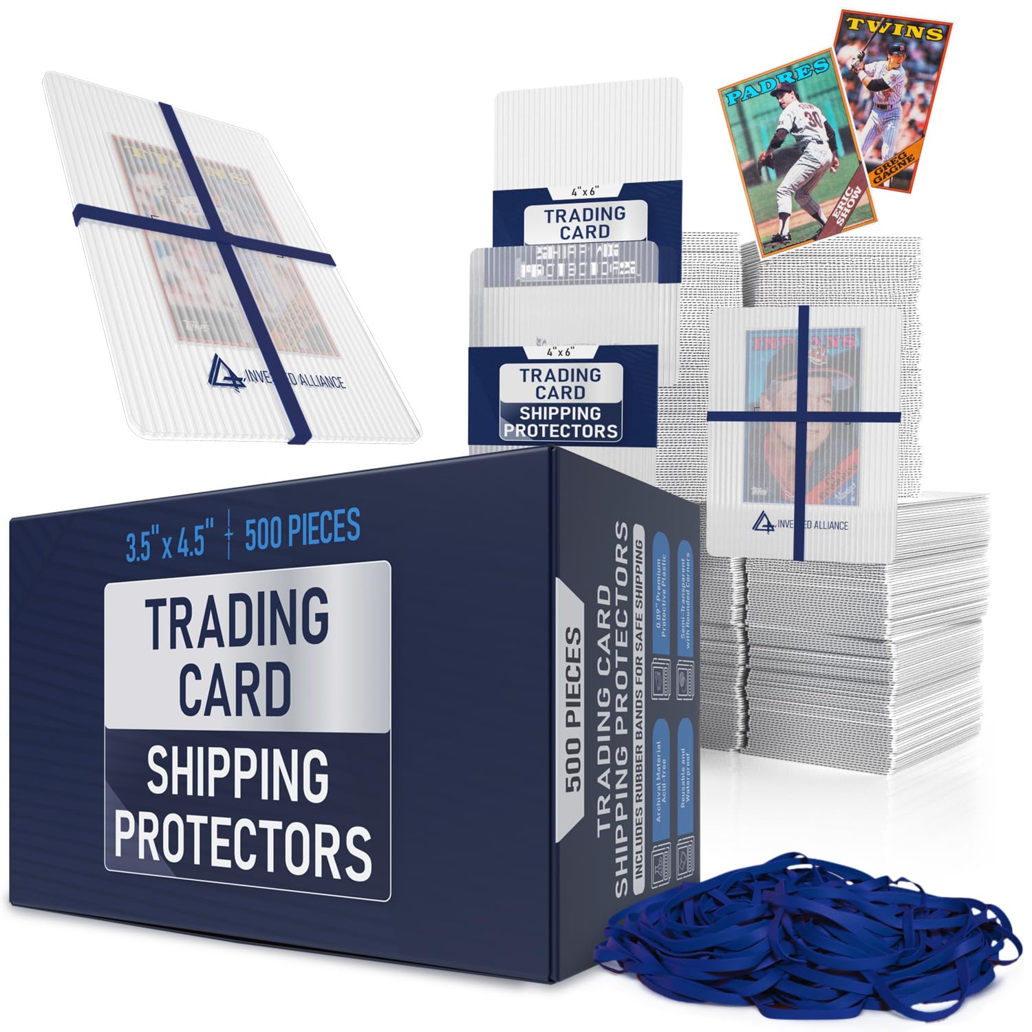 Premium Bundle Trading Card Shipping Protector with Rubber Bands | Graded Cards Protectors, Sports Trading Card Shipping Supplies Packaging, TCG Baseball Cards Shippings Shield.