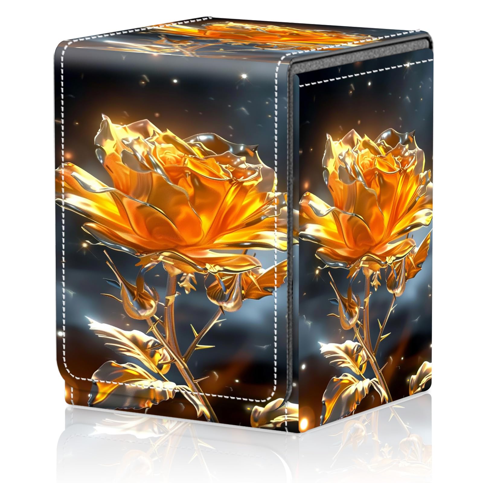 Card Deck Box for MTG Trading Cards, Magic Card Box Can Hold 110+ Single Sleeved Cards, Waterproof PU Leather Material, Strong Magnetic Buckle Card Set Box Suitable for TCG CCG, Astronaut Dinosaur