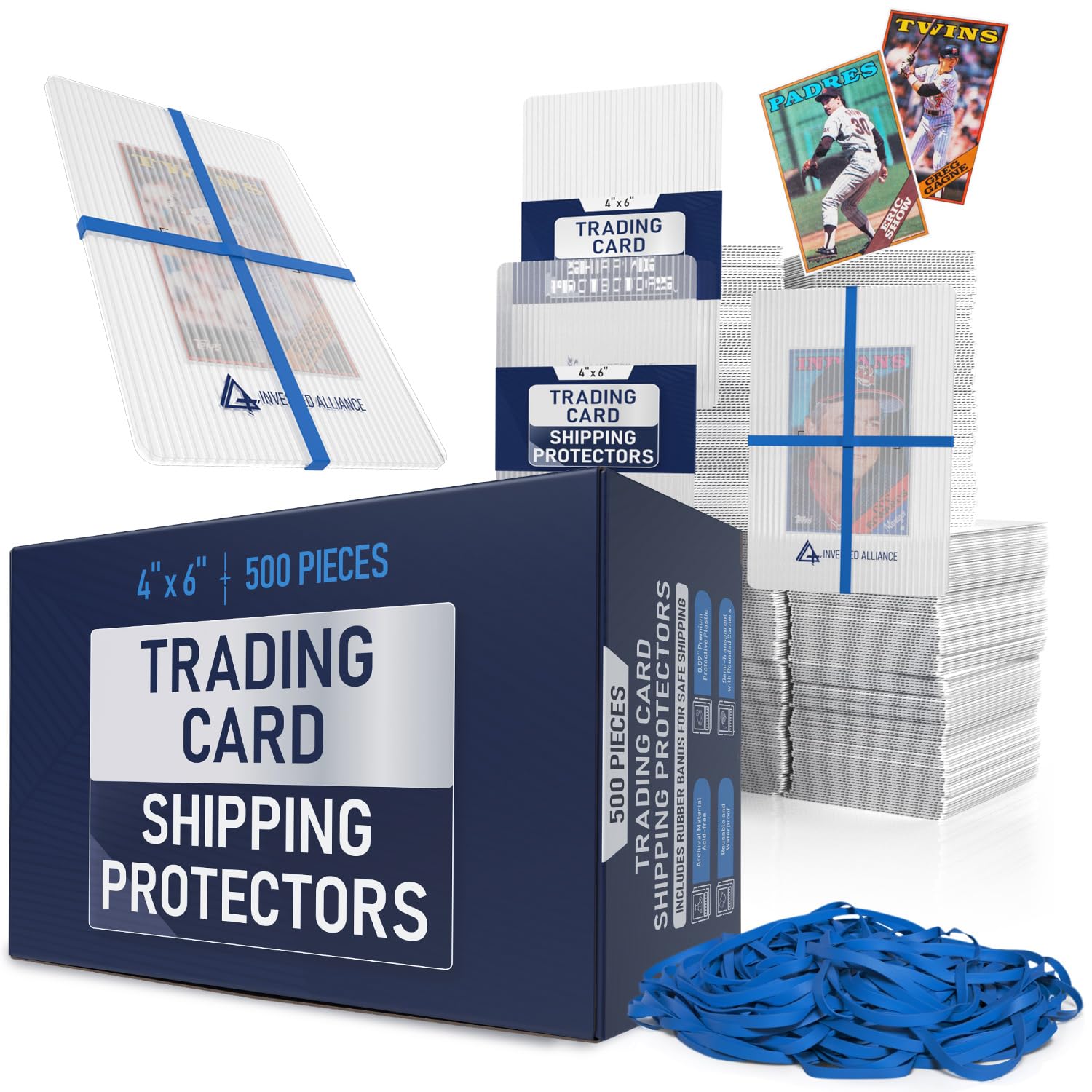 Premium Bundle Trading Card Shipping Protector with Rubber Bands | Graded Cards Protectors, Sports Trading Card Shipping Supplies Packaging, TCG Baseball Cards Shippings Shield.
