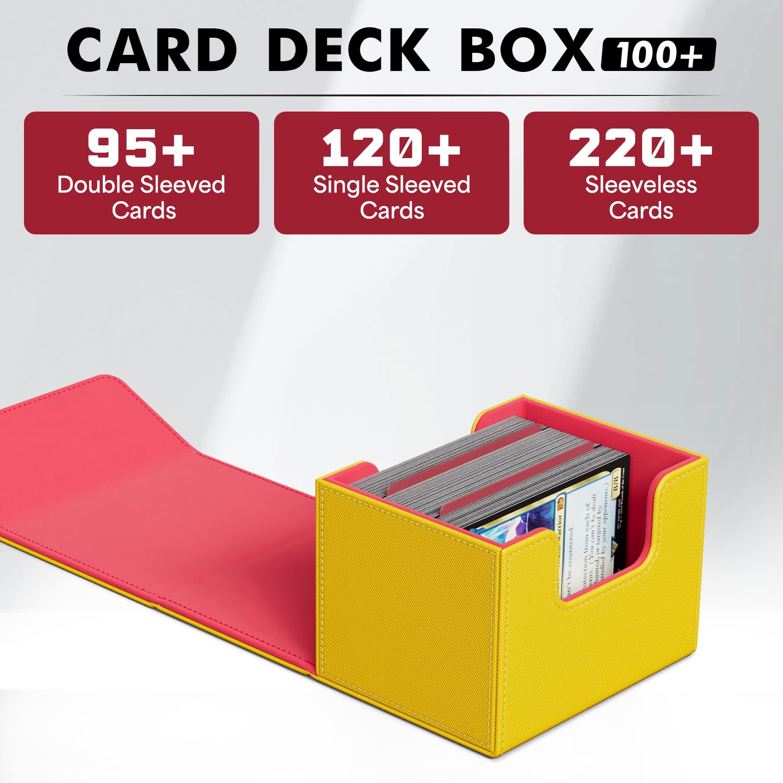 ZLCA MTG Deck Box with Commander Window Display, Commander Deck Box Holds 100 Double-Sleeved Cards Suitable for Magic the Gathering/TCG/CCG/PTCG/EDH/Sport Cards (Black)