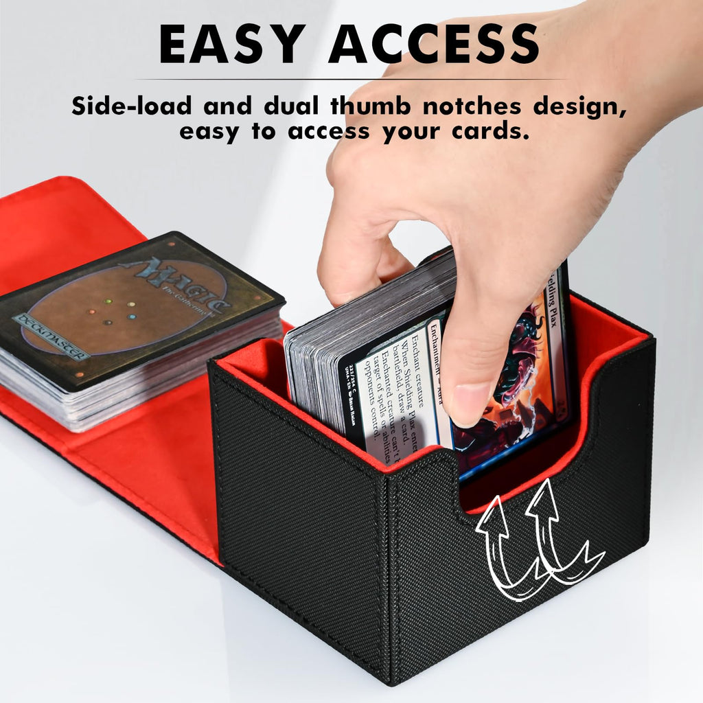 ZLCA MTG Deck Box with Commander Window Display, Commander Deck Box Holds 100 Double-Sleeved Cards Suitable for Magic the Gathering/TCG/CCG/PTCG/EDH/Sport Cards (Black)