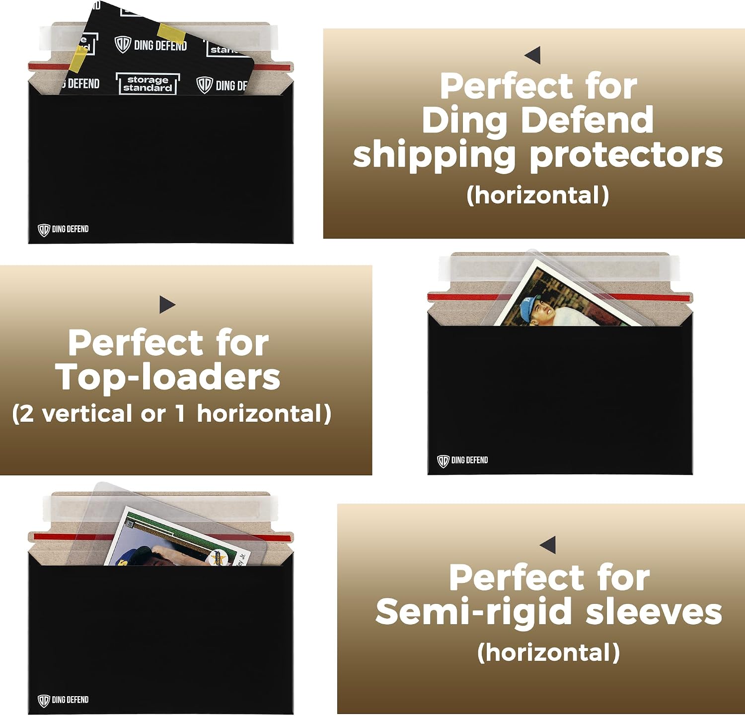 Card Shipping Envelopes 110 Pack - 7 x 4.35 Inches Trading Cards Self-Adhesive Black Mailers, Perfect Fit for Ding Defend Protectors Semi-Rigid Sleeves & Toploaders - Hobby Mailing Supplies