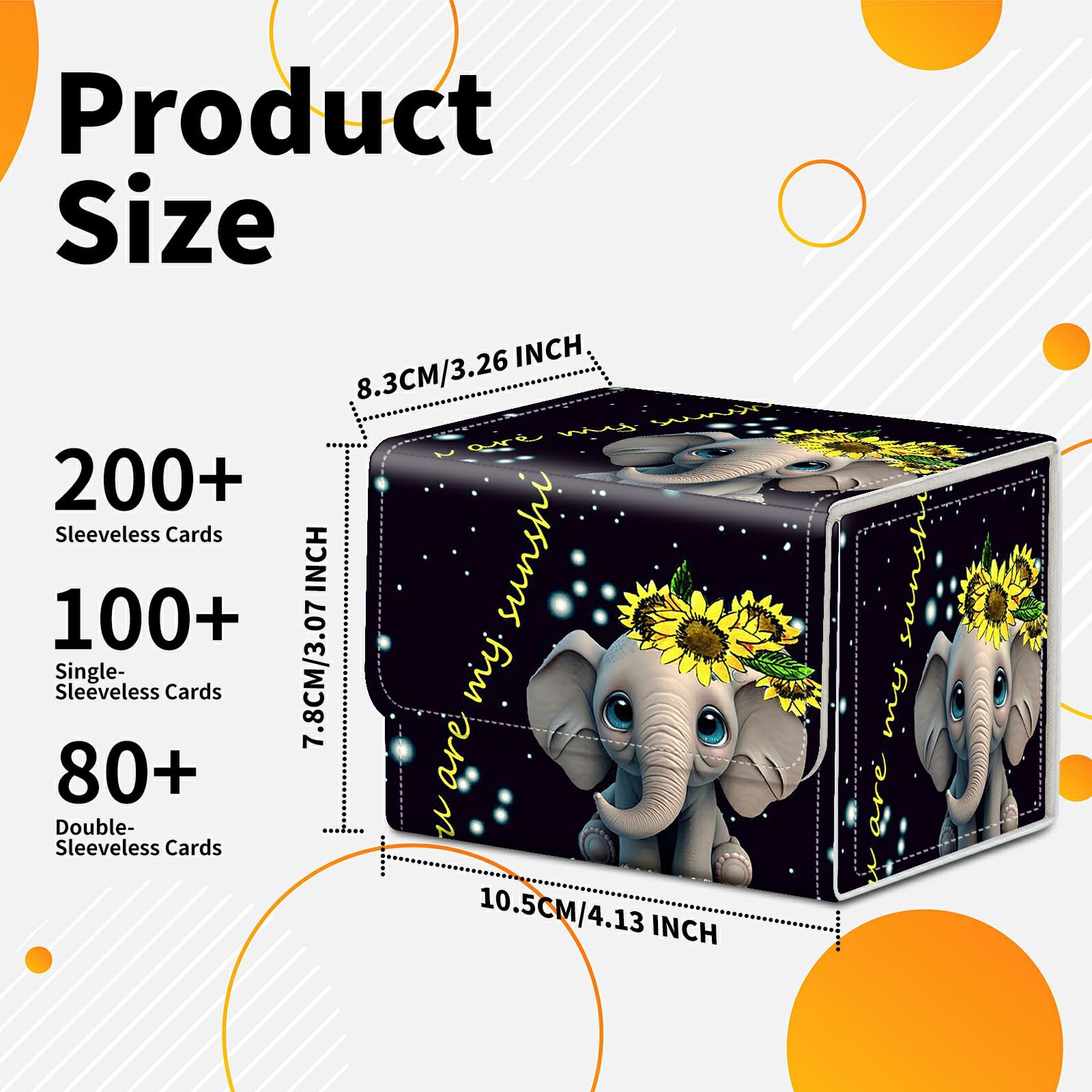 Card Deck Box Trading Cards Storage Box with Strong Magnet Premium Case Commander Deck Storage Cover for TCG CCG Magic Cards,Cat Face With Stars