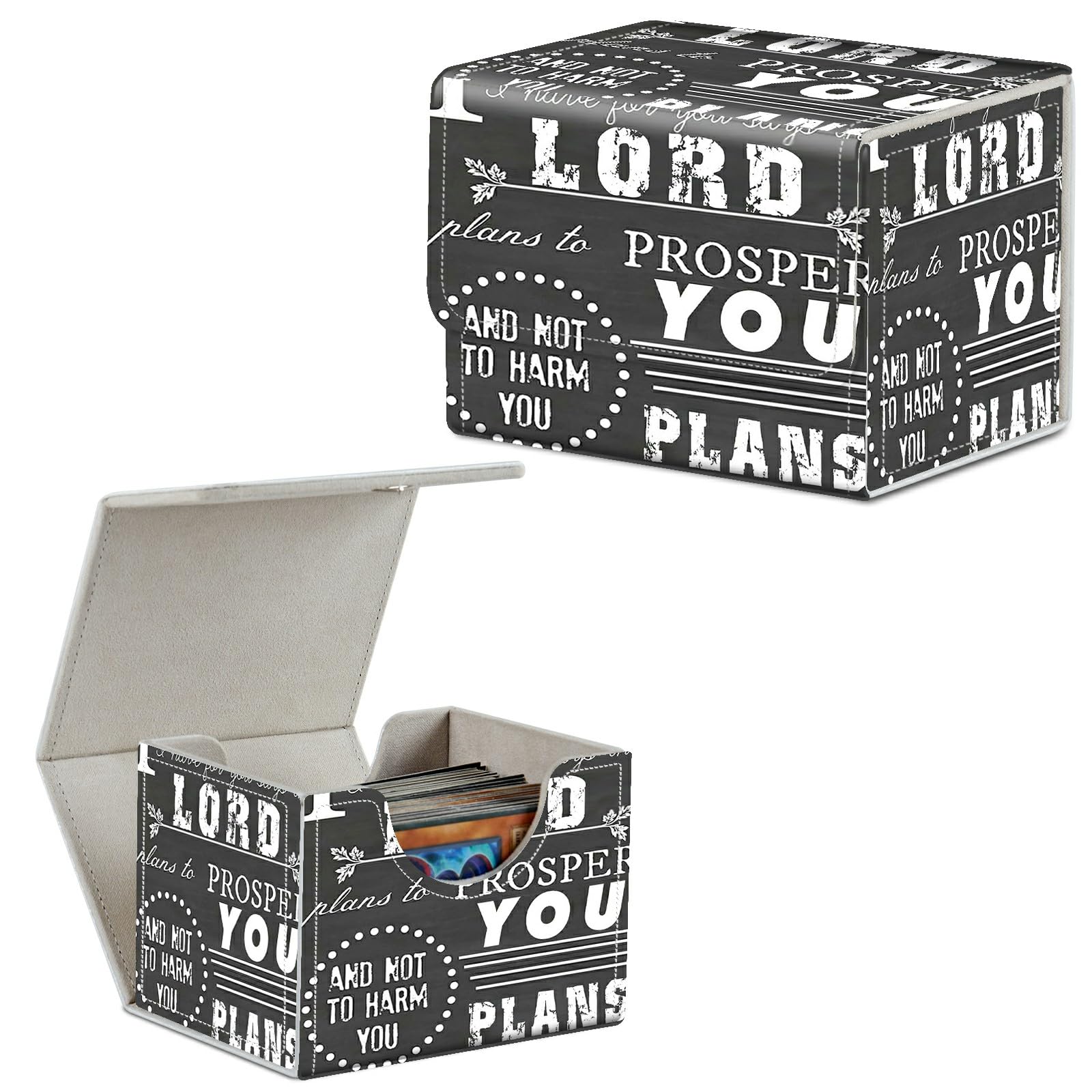 Card Deck Box Trading Cards Storage Box with Strong Magnet Premium Case Commander Deck Storage Cover for TCG CCG Magic Cards,Cat Face With Stars