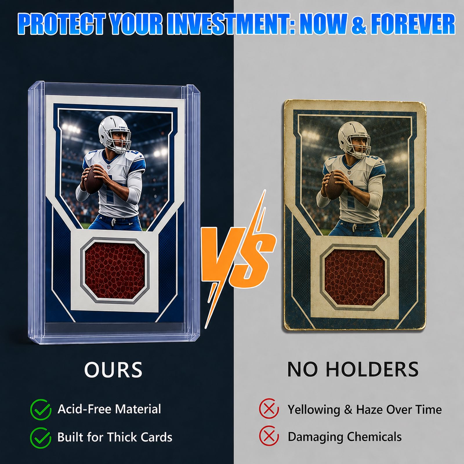 DEDC 200 Top Loader Thick Card Load Holder Storage for Trading Cards Sports Soft Penny Sleeves Hard Plastic 35 Point Protective 3" x 4" Toploaders Rigid Memorabilia Collectibles