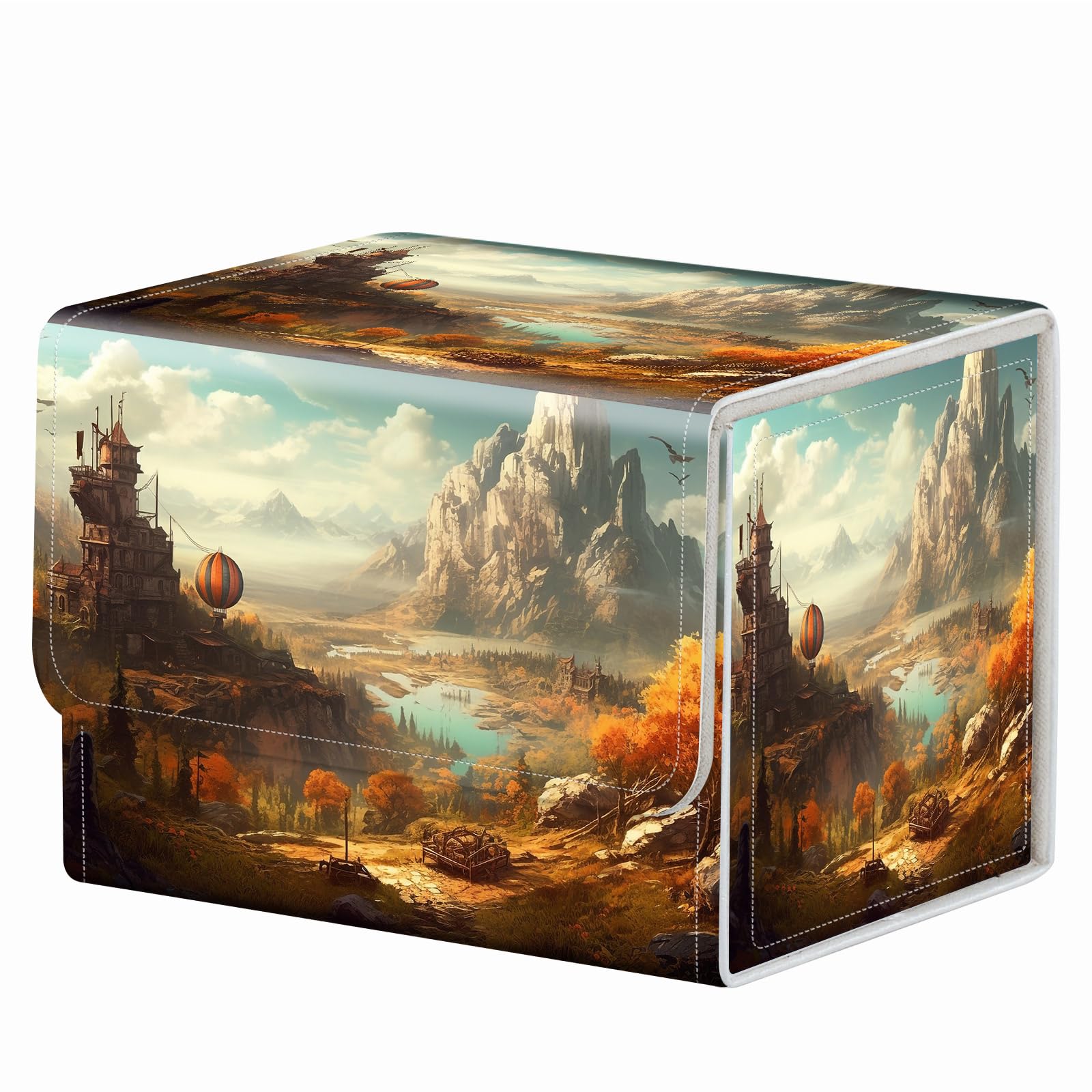 Strong Magnet Case Mtg Deck Box Tcg Up to 200 Cards Creative Pattern Trading Card Storage Box for Collectible Card Games, Black And White Koi