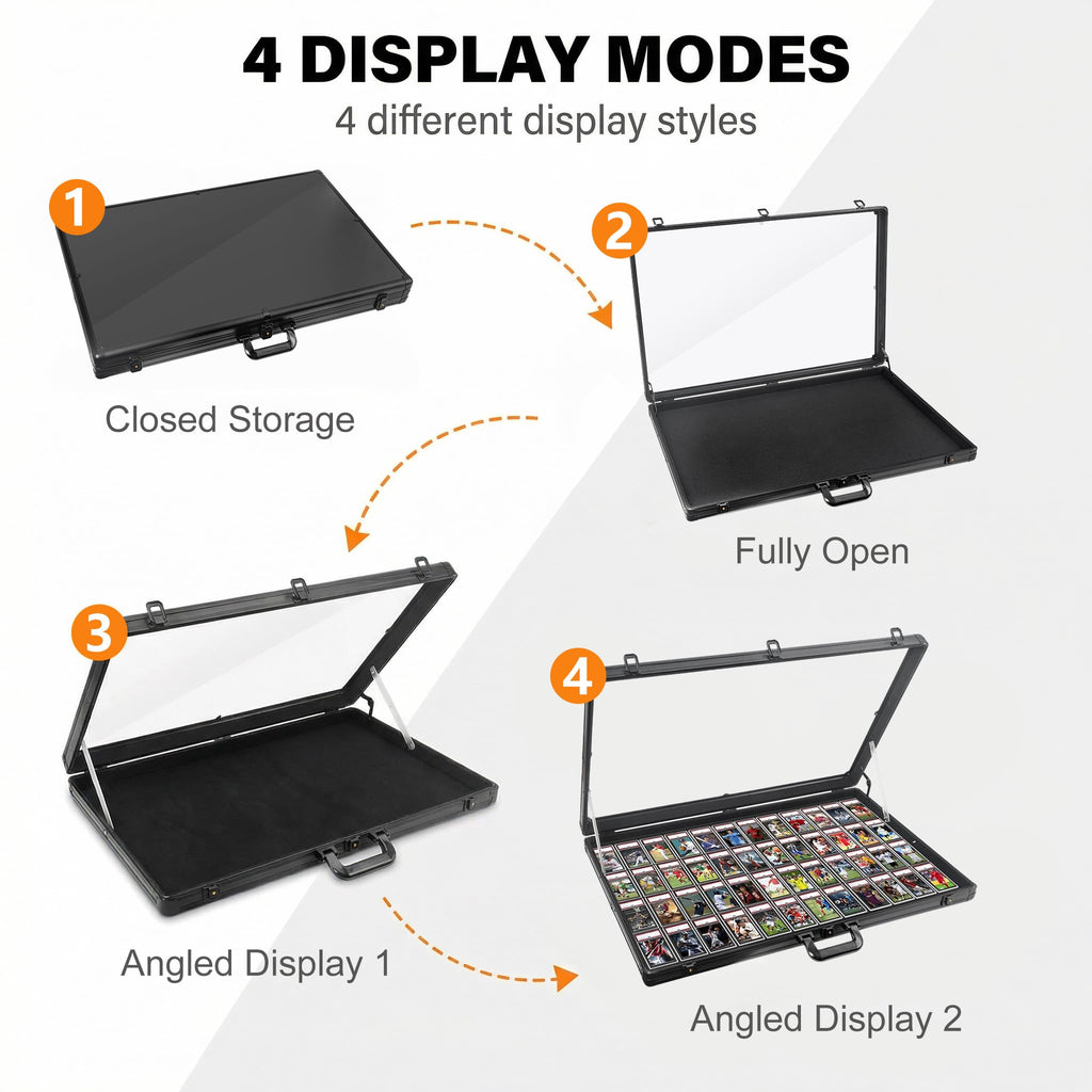 Card Display Case Aluminum Trade Show Display Case Large Portable Trading with Lock for Collectibles, Sports Cards. 34IN x 22IN - Black
