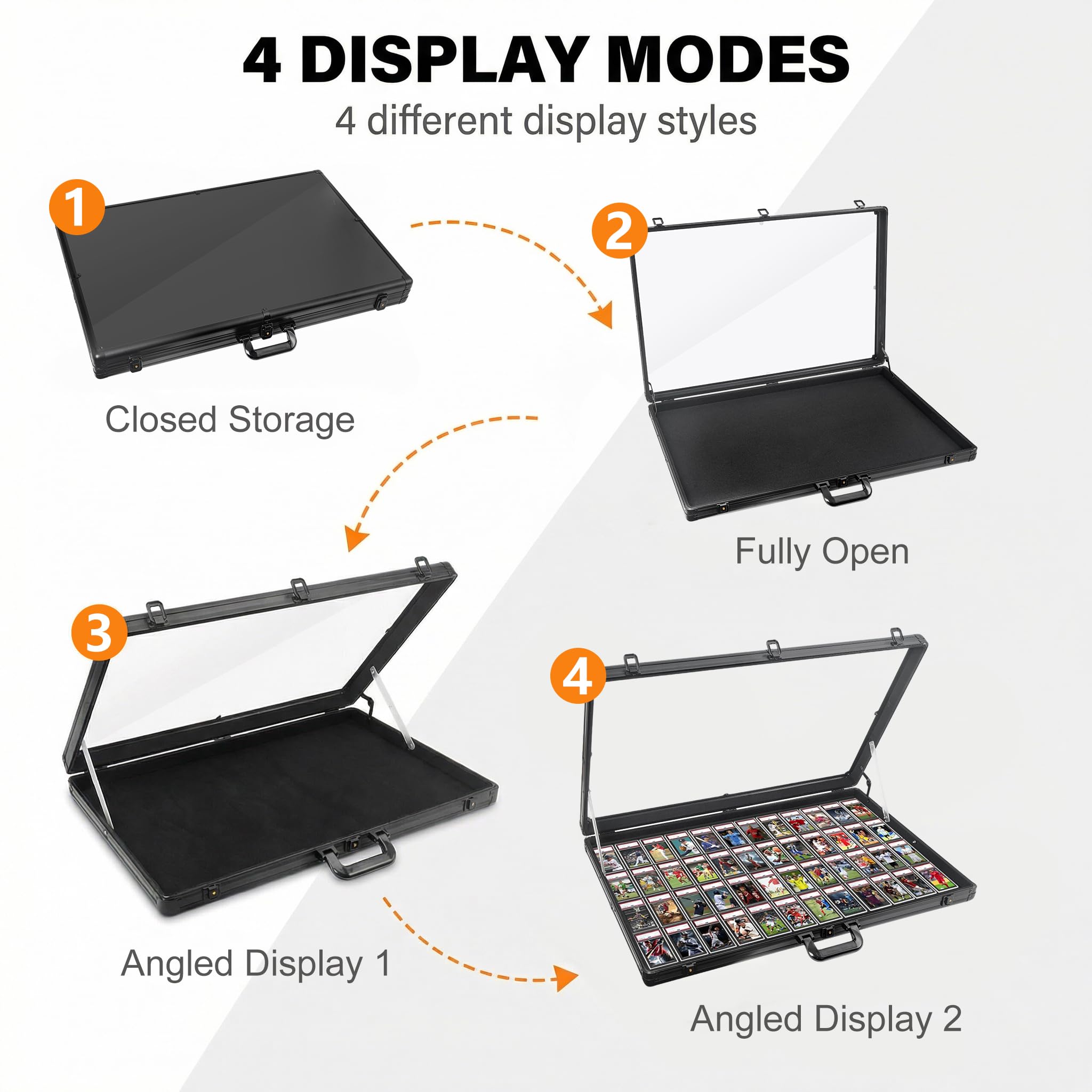 Card Display Case Aluminum Trade Show Display Case Large Portable Trading with Lock for Collectibles, Sports Cards. 34IN x 22IN - Black