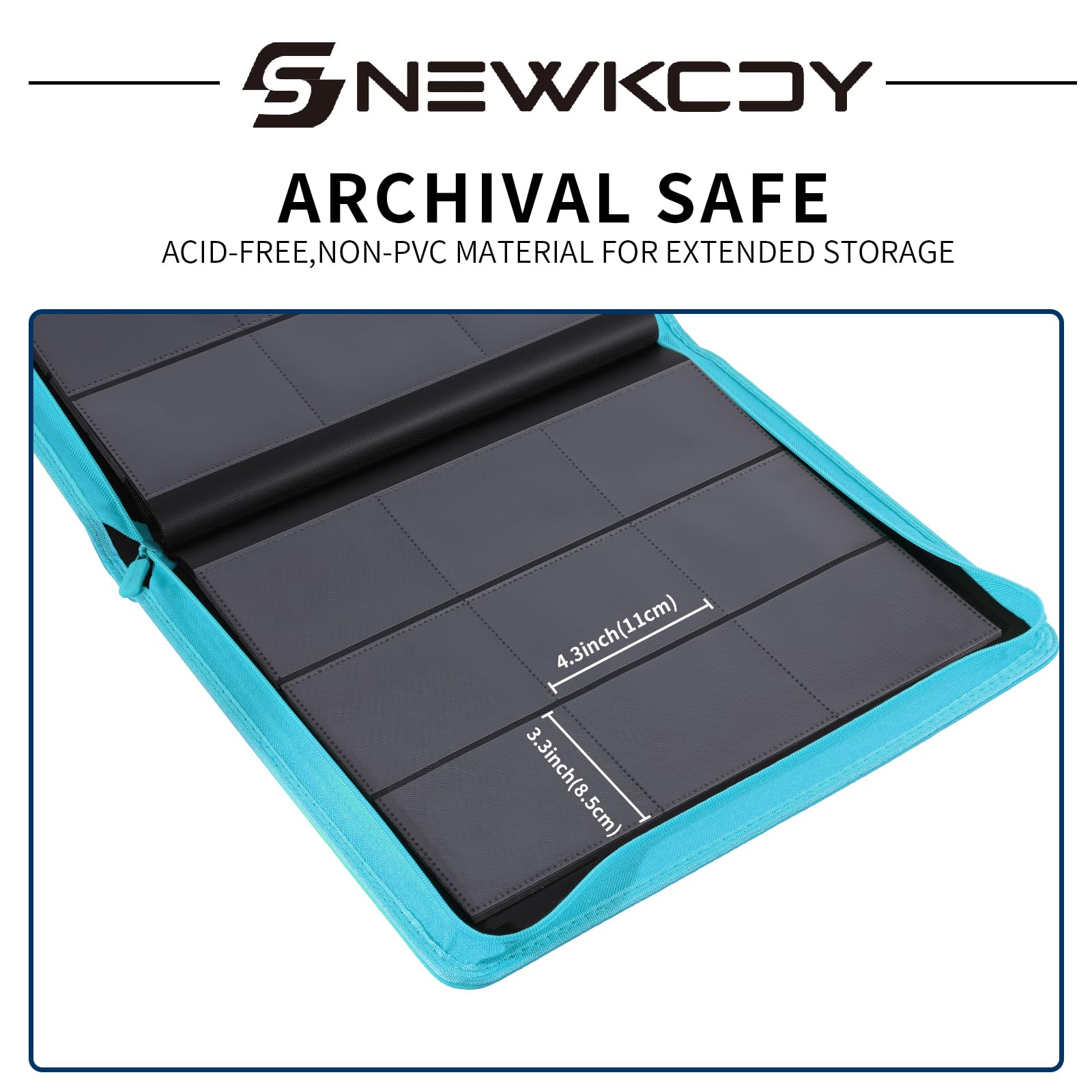 Snekdy Top loader Binder, 9 Pockets Top Loader，Holds 360 Top Loaders cards, Card binder with Sleeves for card in 3 x 4 inches color smooth Zipper PU Leather (Black)