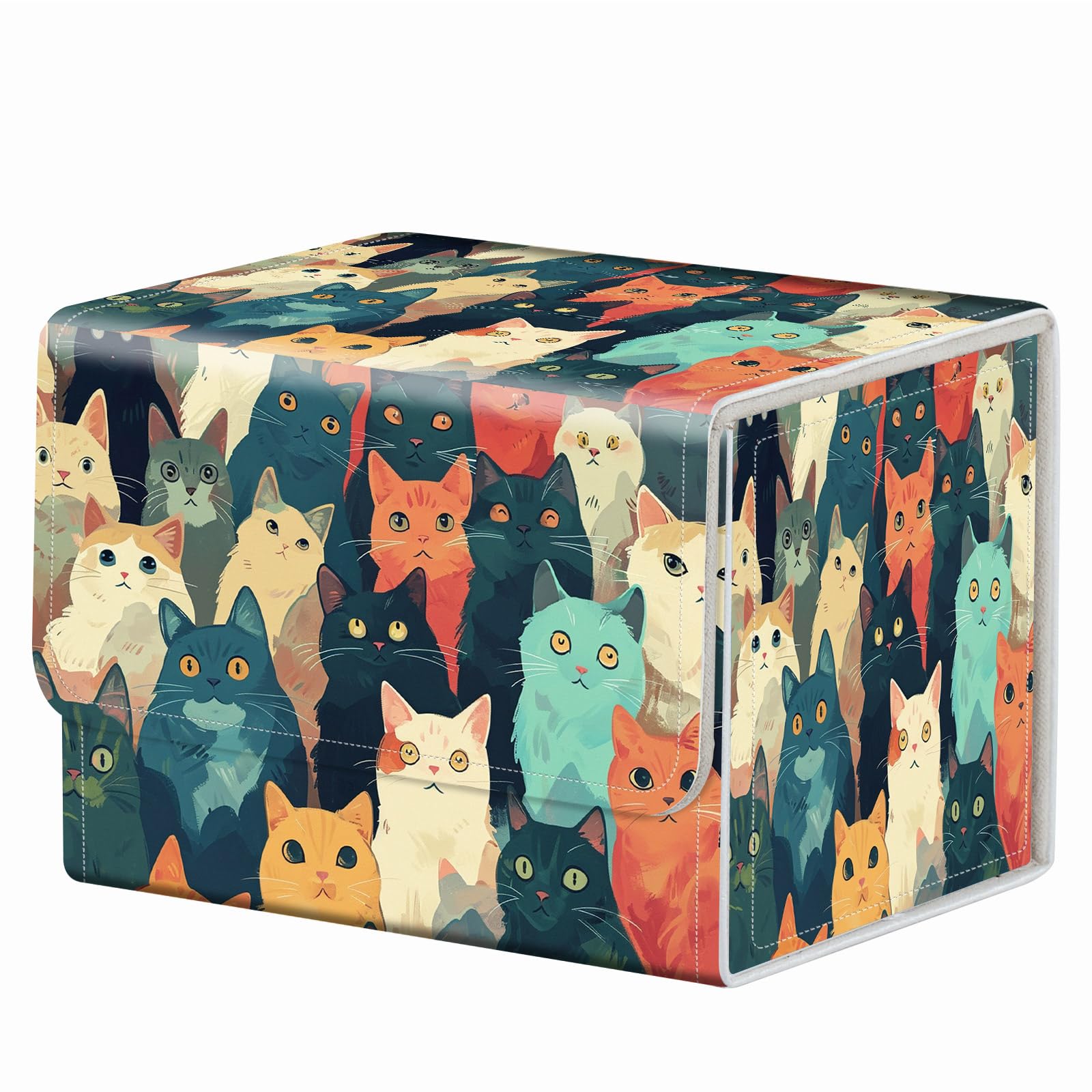 Strong Magnet Case Mtg Deck Box Tcg Up to 200 Cards Creative Pattern Trading Card Storage Box for Collectible Card Games, Black And White Koi