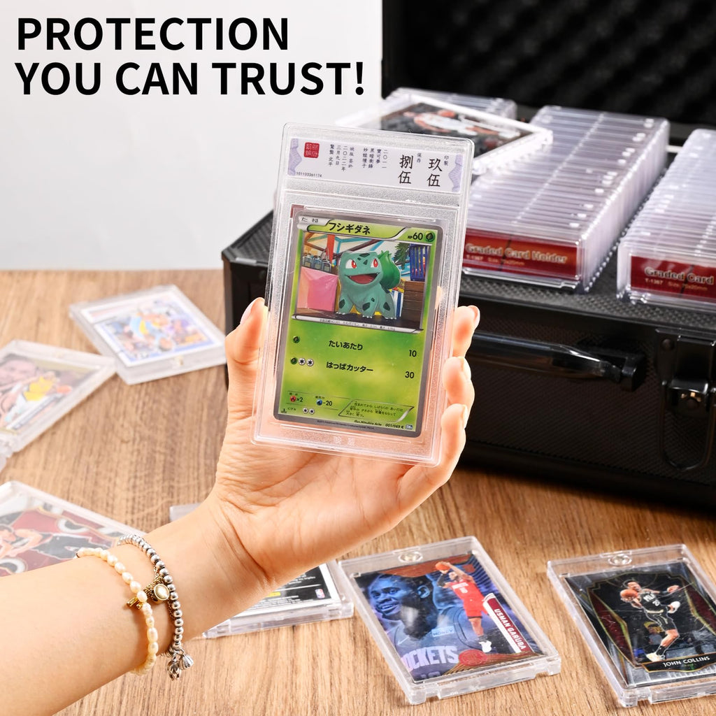 3ROW Graded Card Storage Box, PSA Slab Card Case for Graded Cards Sports Cards,Trading Card Case Holder Fits CSG, PSA,BGS and Toploaders