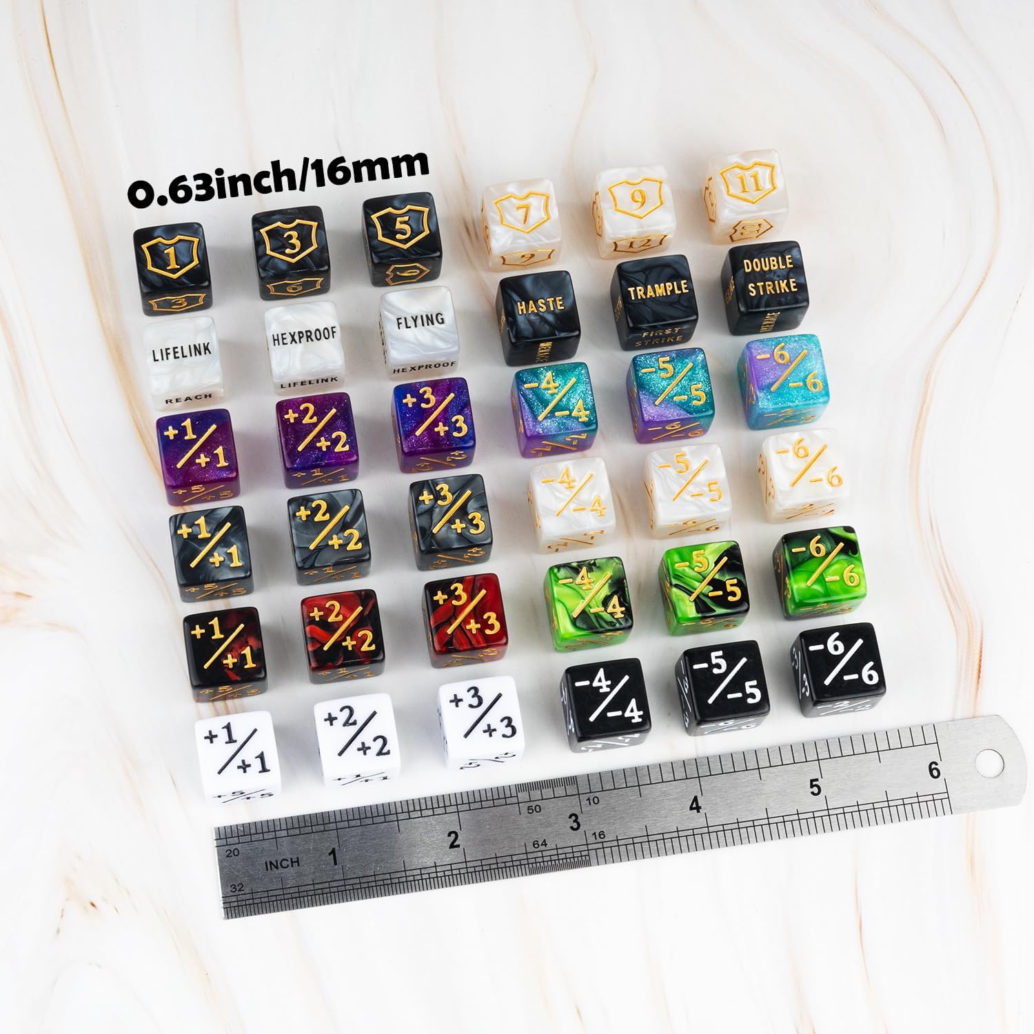 78 Pieces MTG Dice Counters Bulk Life Keyword Counter Dice Set Plus 1/+1 Buff Ability Tokens for MTG, TCG, Cards Gaming Accessories