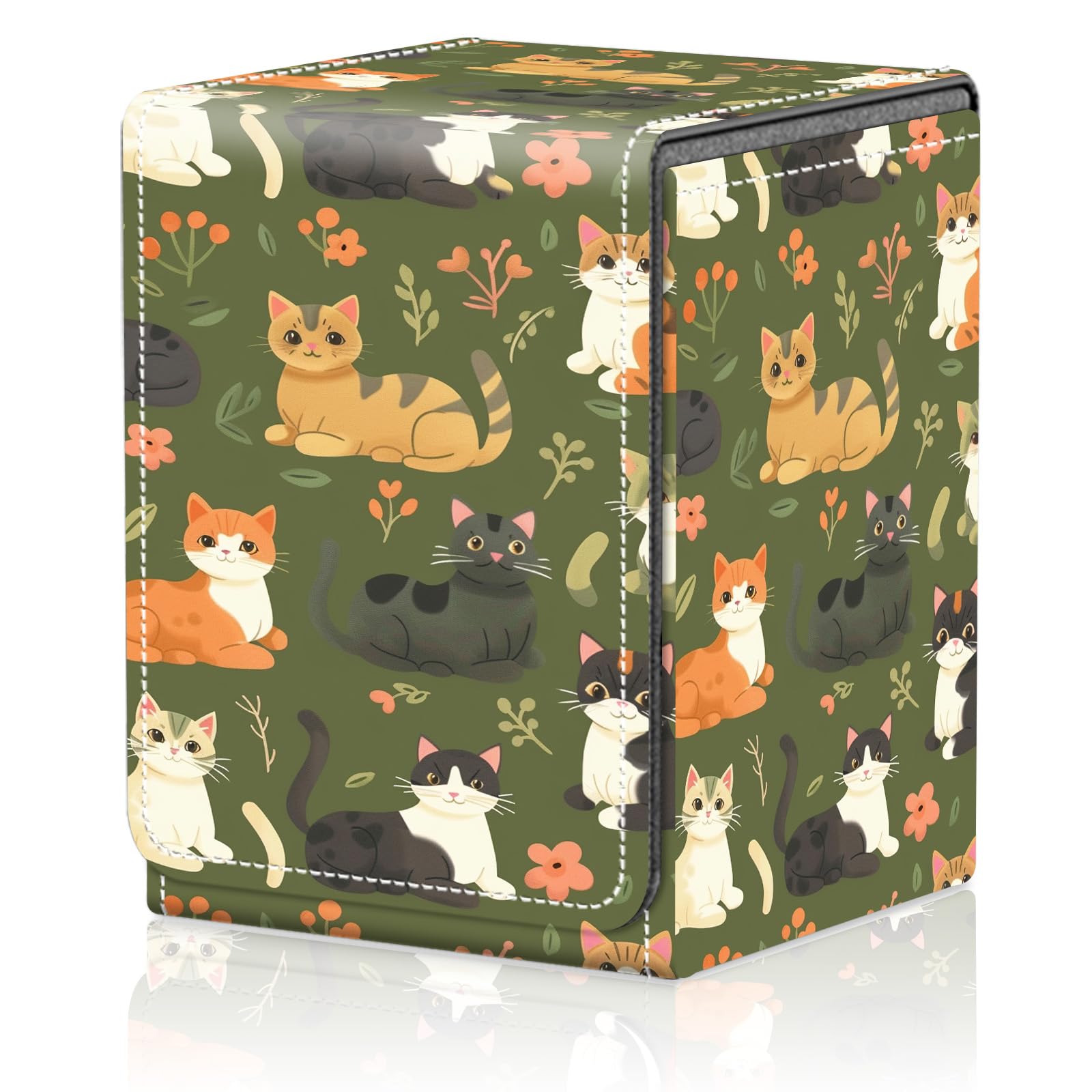 Card Deck Box for MTG Trading Cards, Magic Card Box Can Hold 110+ Single Sleeved Cards, Waterproof PU Leather Material, Strong Magnetic Buckle Card Set Box Suitable for TCG CCG, Astronaut Dinosaur