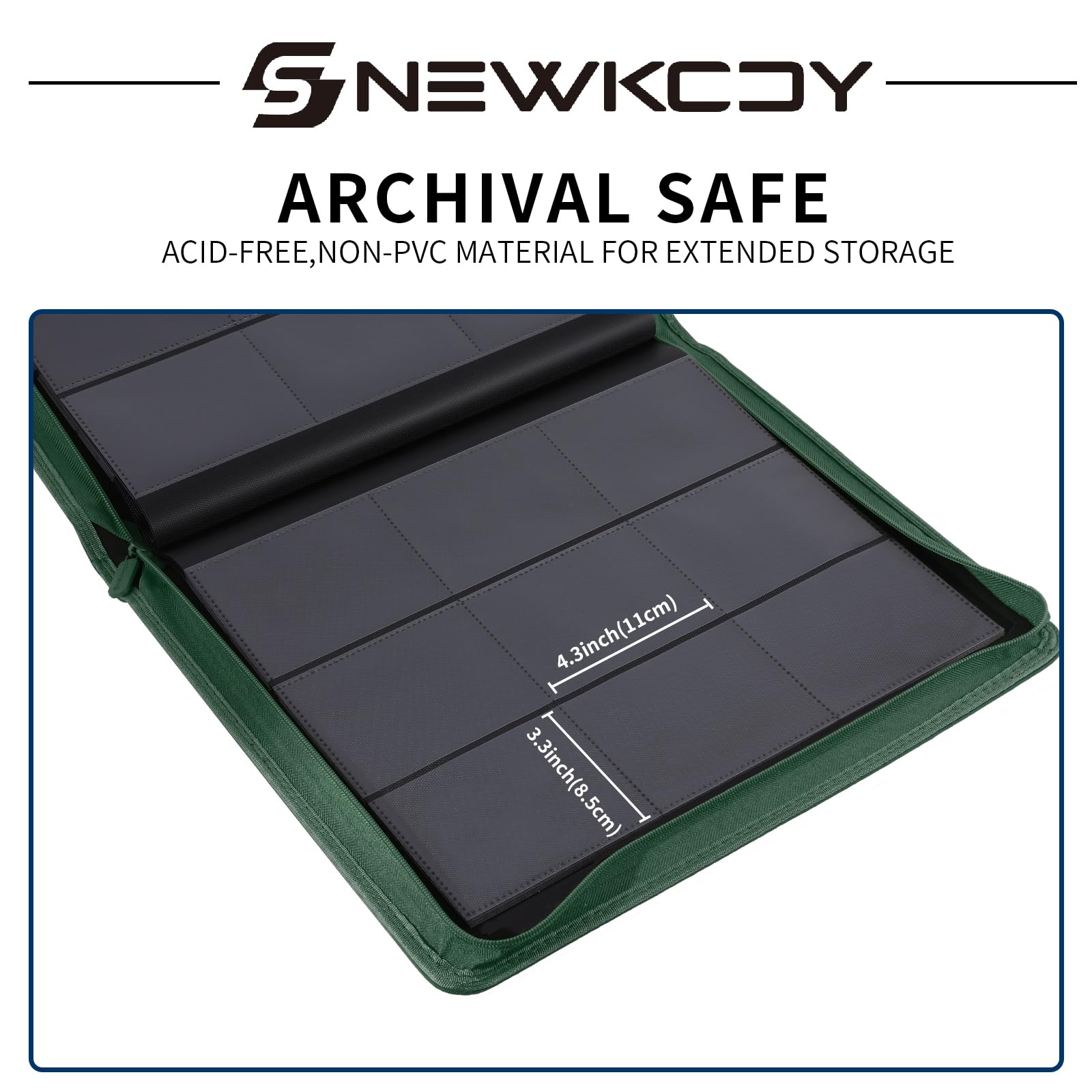 Snekdy Top loader Binder, 9 Pockets Top Loader，Holds 360 Top Loaders cards, Card binder with Sleeves for card in 3 x 4 inches color smooth Zipper PU Leather (Black)