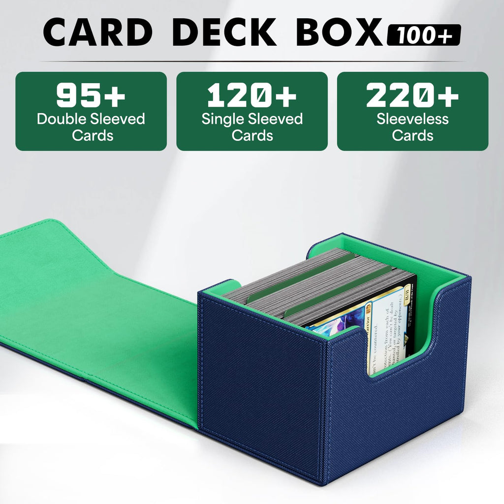 ZLCA MTG Deck Box with Commander Window Display, Commander Deck Box Holds 100 Double-Sleeved Cards Suitable for Magic the Gathering/TCG/CCG/PTCG/EDH/Sport Cards (Black)