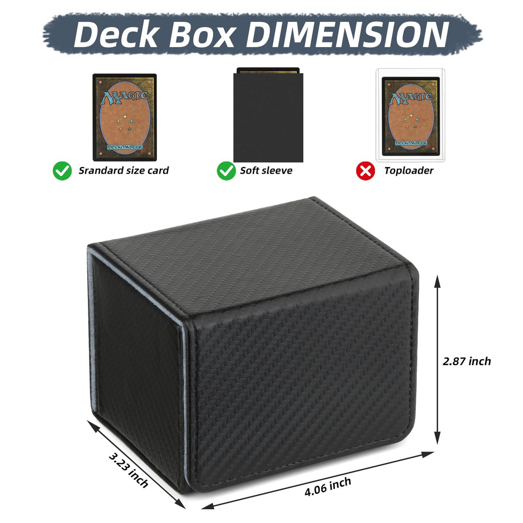 GERMUN Card Deck Box for MTG Commander, MTG Commander Deck Box Holds 120+ Single Sleeved Cards,MTG Deck Box Compatible with Magic the Gathering (Black)
