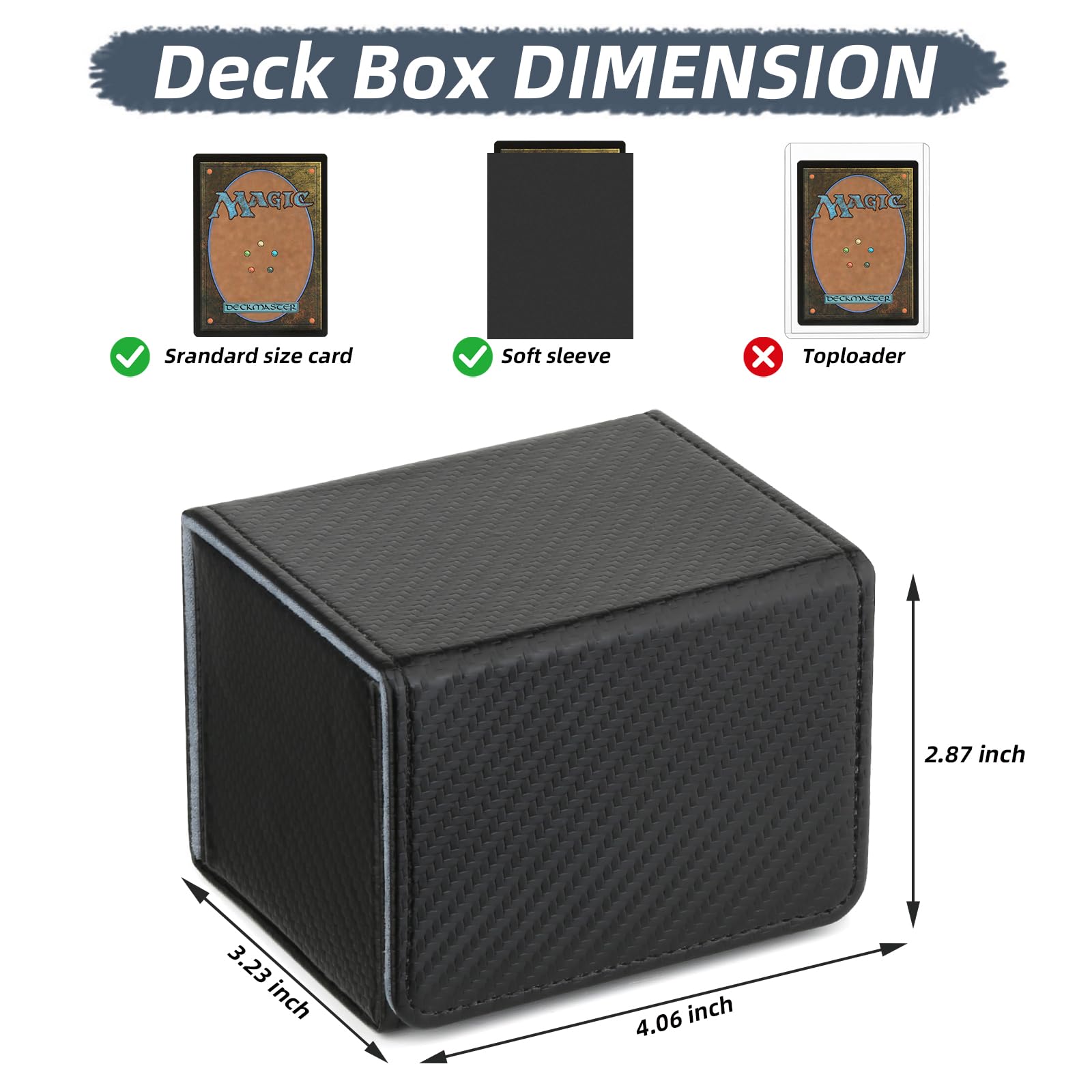GERMUN Card Deck Box for MTG Commander, MTG Commander Deck Box Holds 120+ Single Sleeved Cards,MTG Deck Box Compatible with Magic the Gathering (Black)