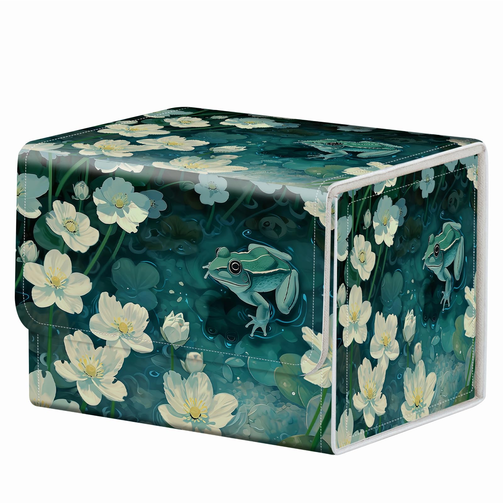 Strong Magnet Case Mtg Deck Box Tcg Up to 200 Cards Creative Pattern Trading Card Storage Box for Collectible Card Games, Black And White Koi