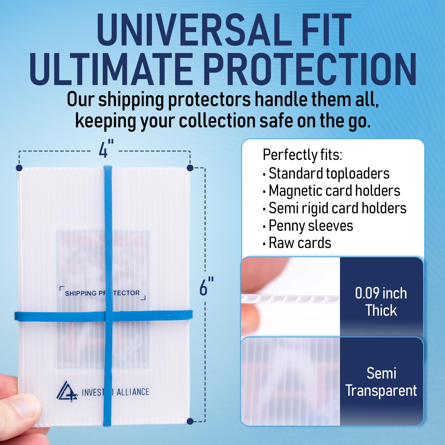 Premium Bundle Trading Card Shipping Protector with Rubber Bands | Graded Cards Protectors, Sports Trading Card Shipping Supplies Packaging, TCG Baseball Cards Shippings Shield.