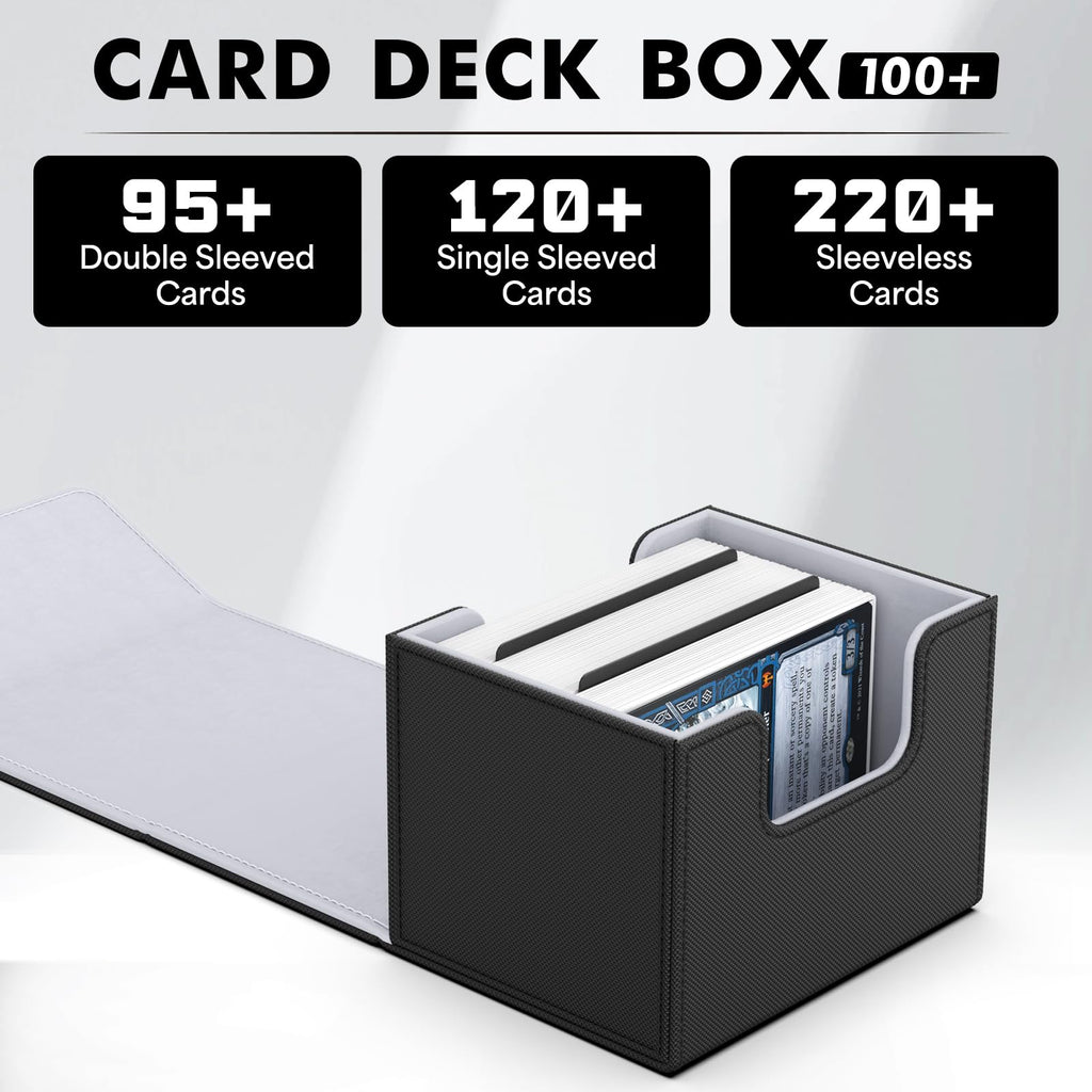ZLCA MTG Deck Box with Commander Window Display, Commander Deck Box Holds 100 Double-Sleeved Cards Suitable for Magic the Gathering/TCG/CCG/PTCG/EDH/Sport Cards (Black)